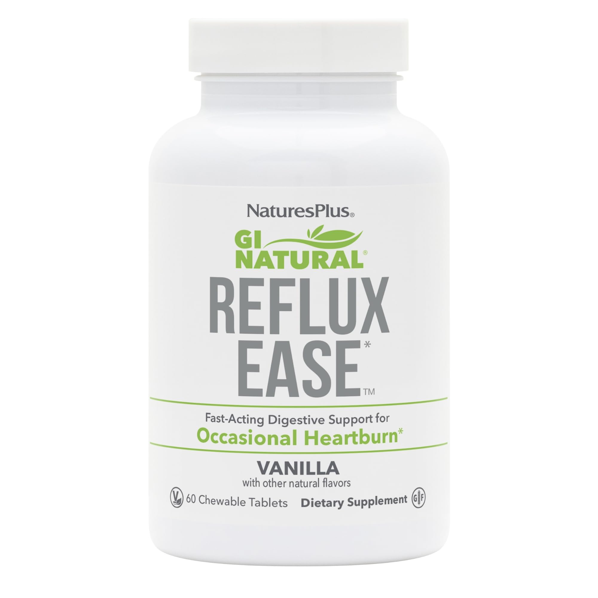 NaturesPlus GI Natural Reflux Ease, comprimés vanille – soulagement digestif rapide et agréable