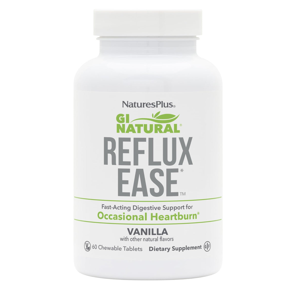 NaturesPlus GI Natural Reflux Ease, comprimés vanille – soulagement digestif rapide et agréable
