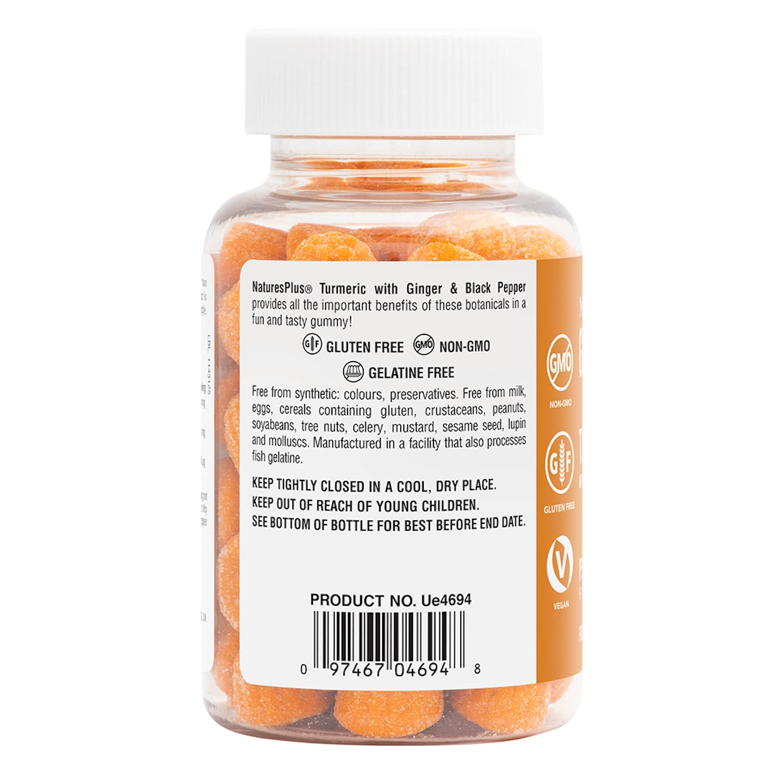 Étiquette nutritionnelle lisible sur les gommes NaturesPlus.