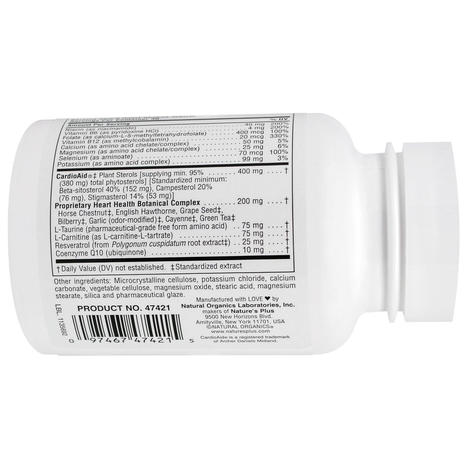 NaturesPlus Heartbeat – prise quotidienne en trois comprimés pour le soutien nutritionnel.