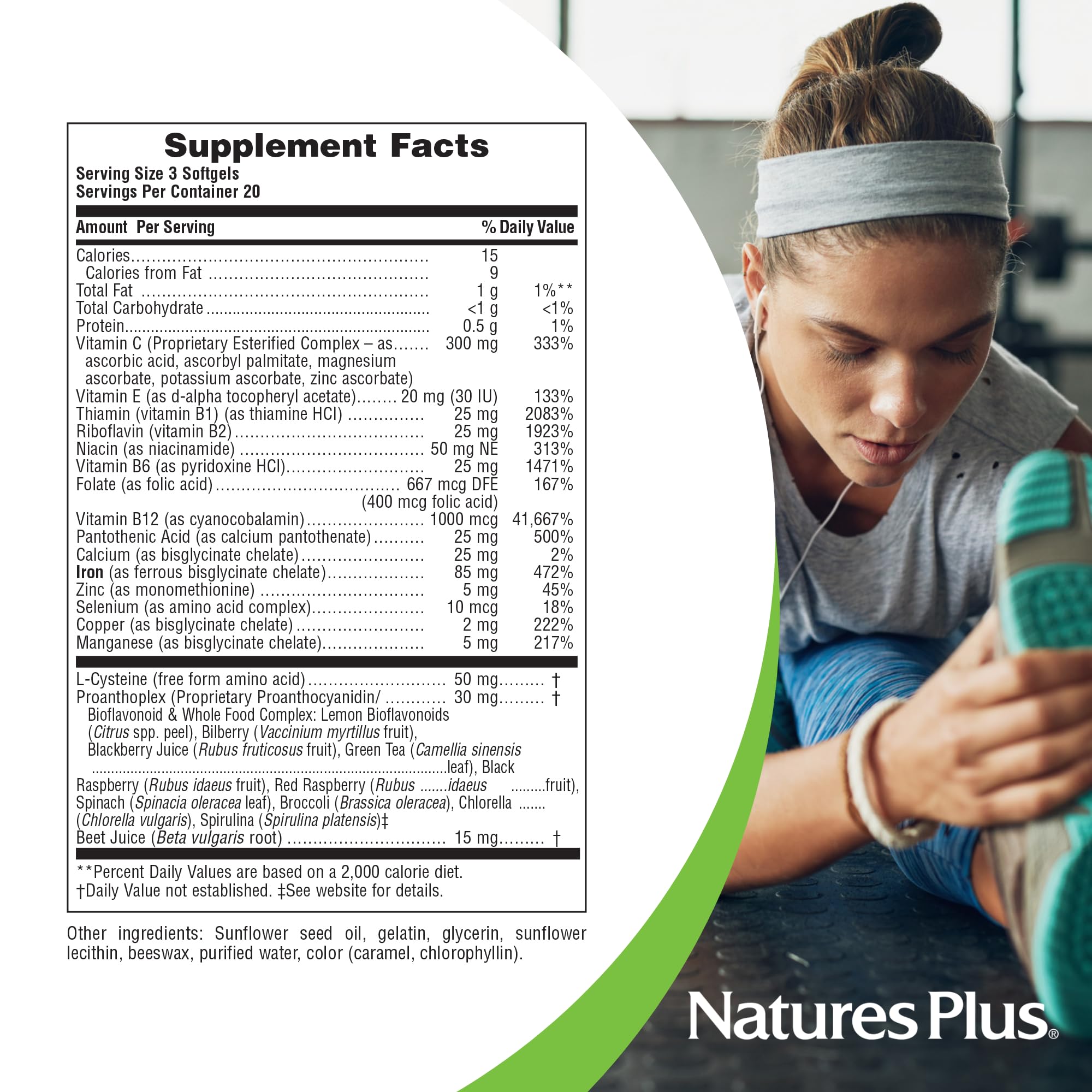Détails des ingrédients du Hema-Plex Iron par NaturesPlus