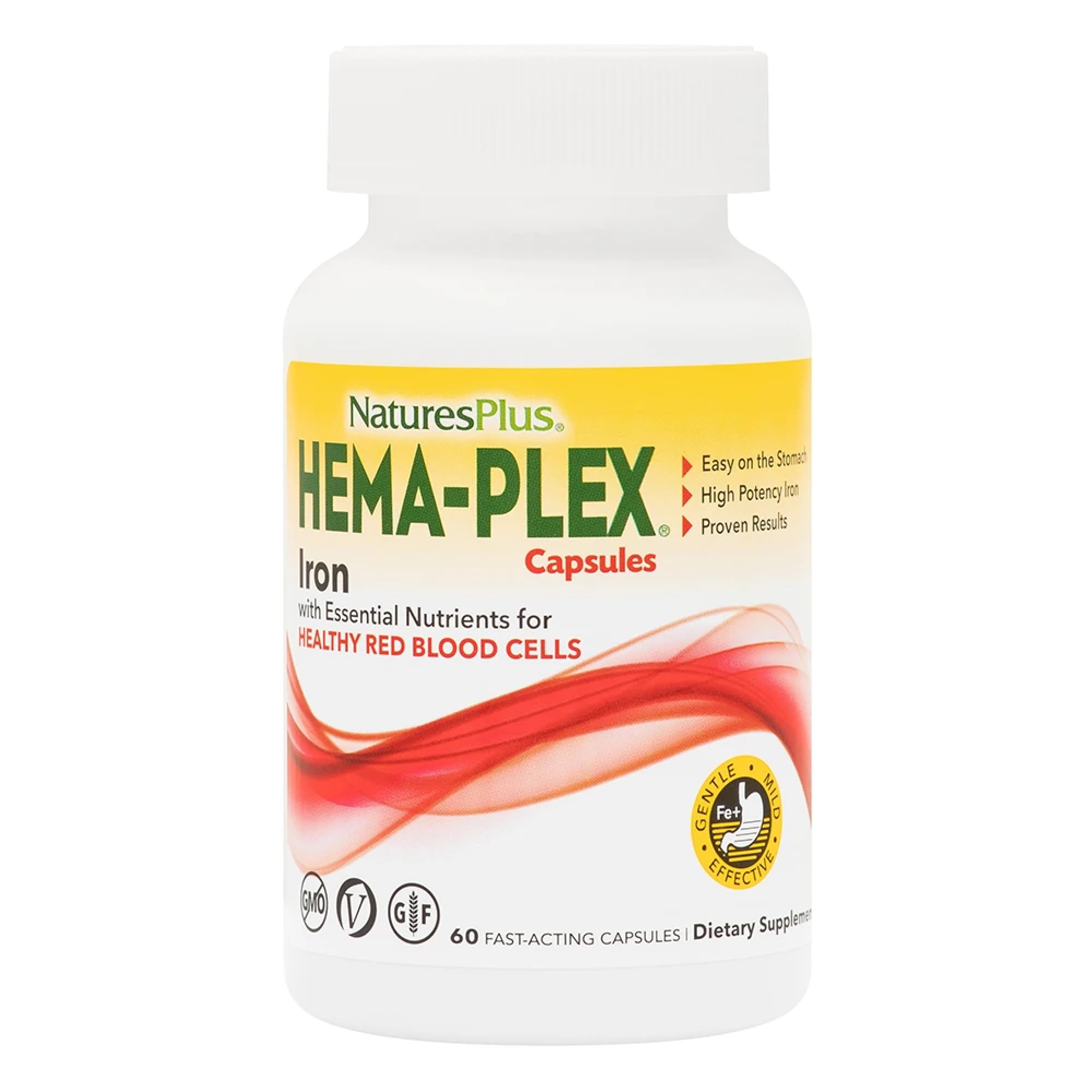 NaturesPlus Hema-Plex Fer flacon gélules rapides pour le soutien des globules rouges