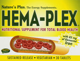 NaturesPlus Hema-Plex Fer, bouteille, fer chelaté 85 mg, soutien énergie et bien-être quotidien.