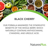 NaturesPlus Herbal Actives Black Cherry — étiquette détaillant ingrédients naturels.