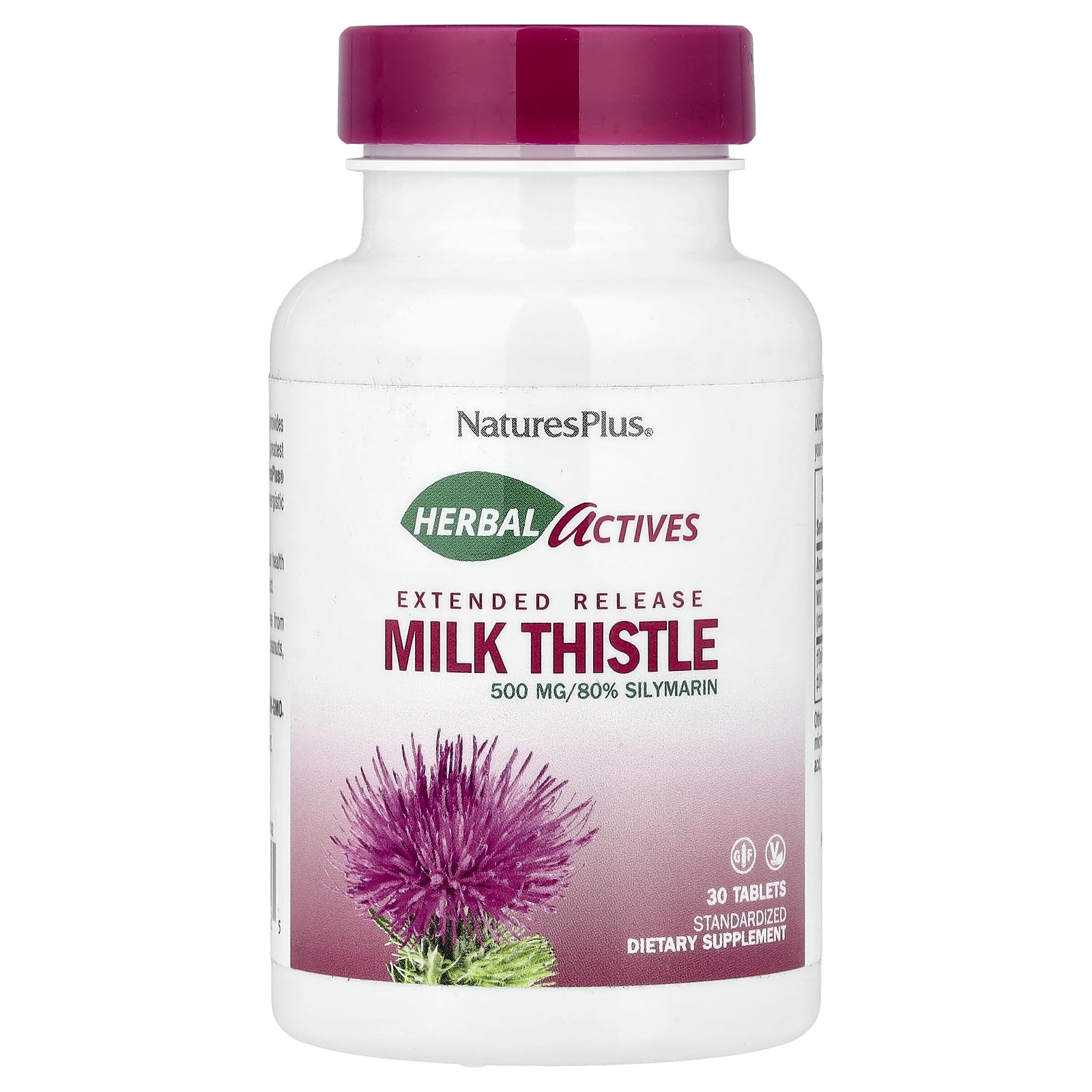 NaturesPlus Herbal Actives Chardon-Marie, bouteille, soutien potentiel du foie et antioxydants