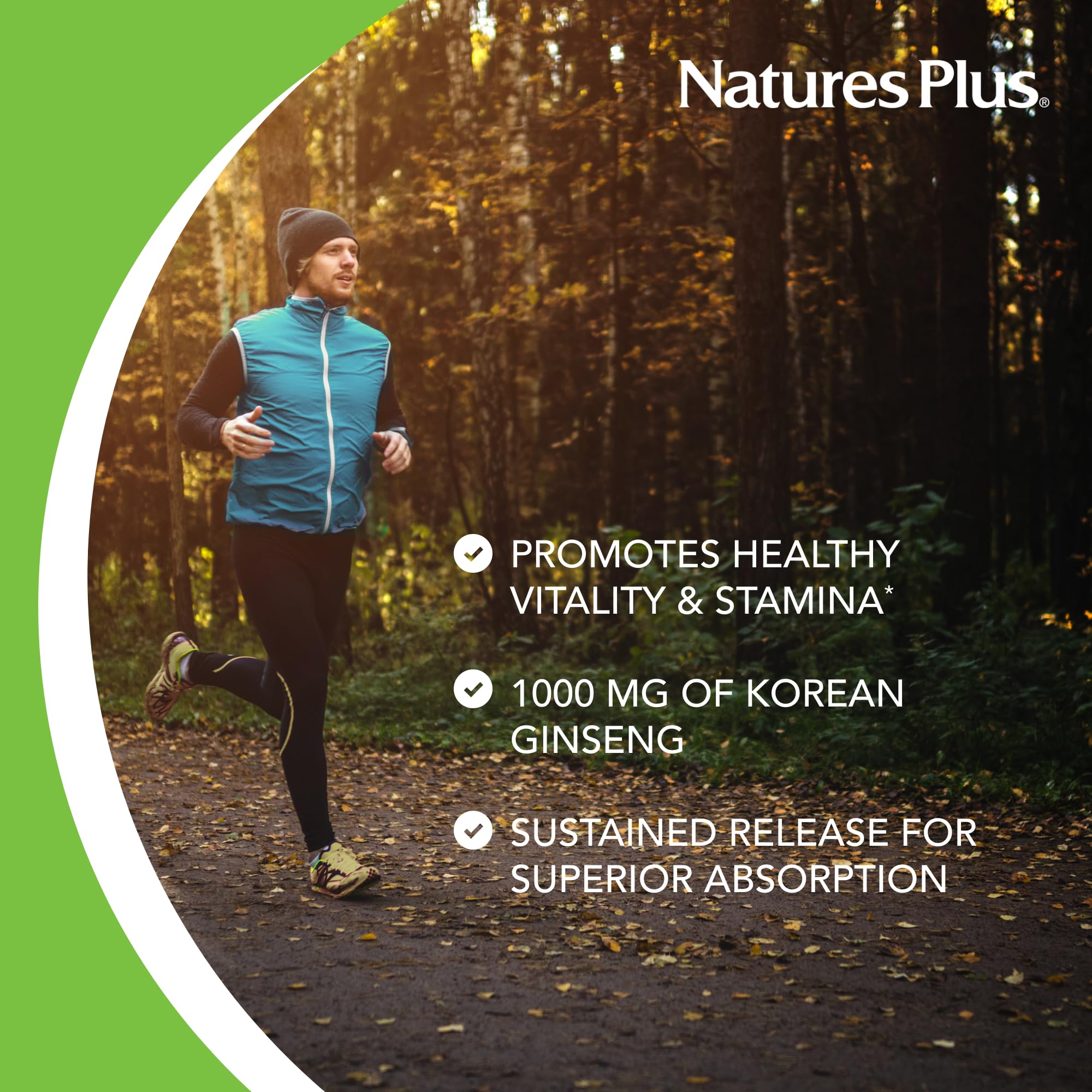 NaturesPlus Herbal Actives Ginseng emballage, traçabilité et qualité visibles.