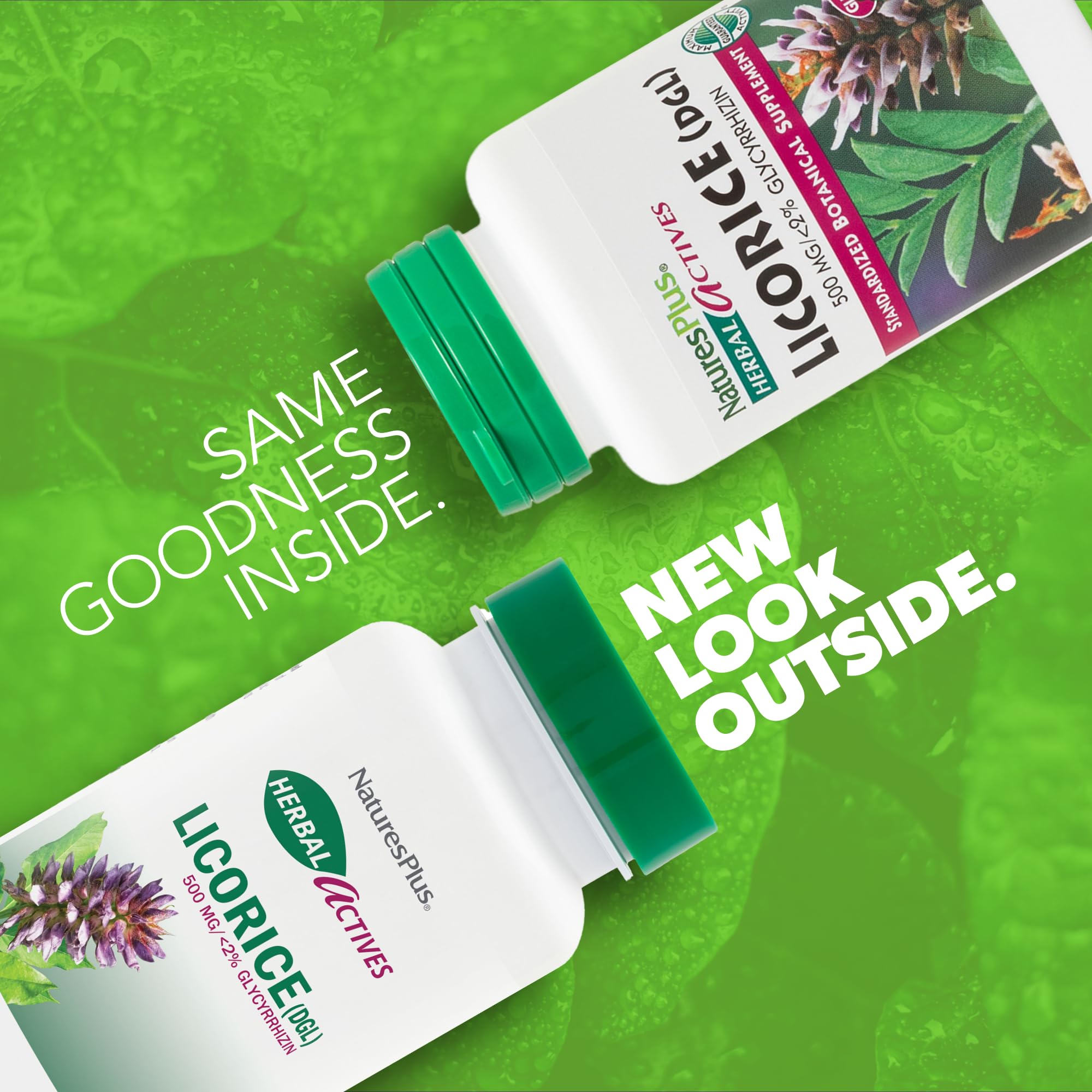 Gélules Réglisse DGL 500 mg de NaturesPlus, format quotidien facile.