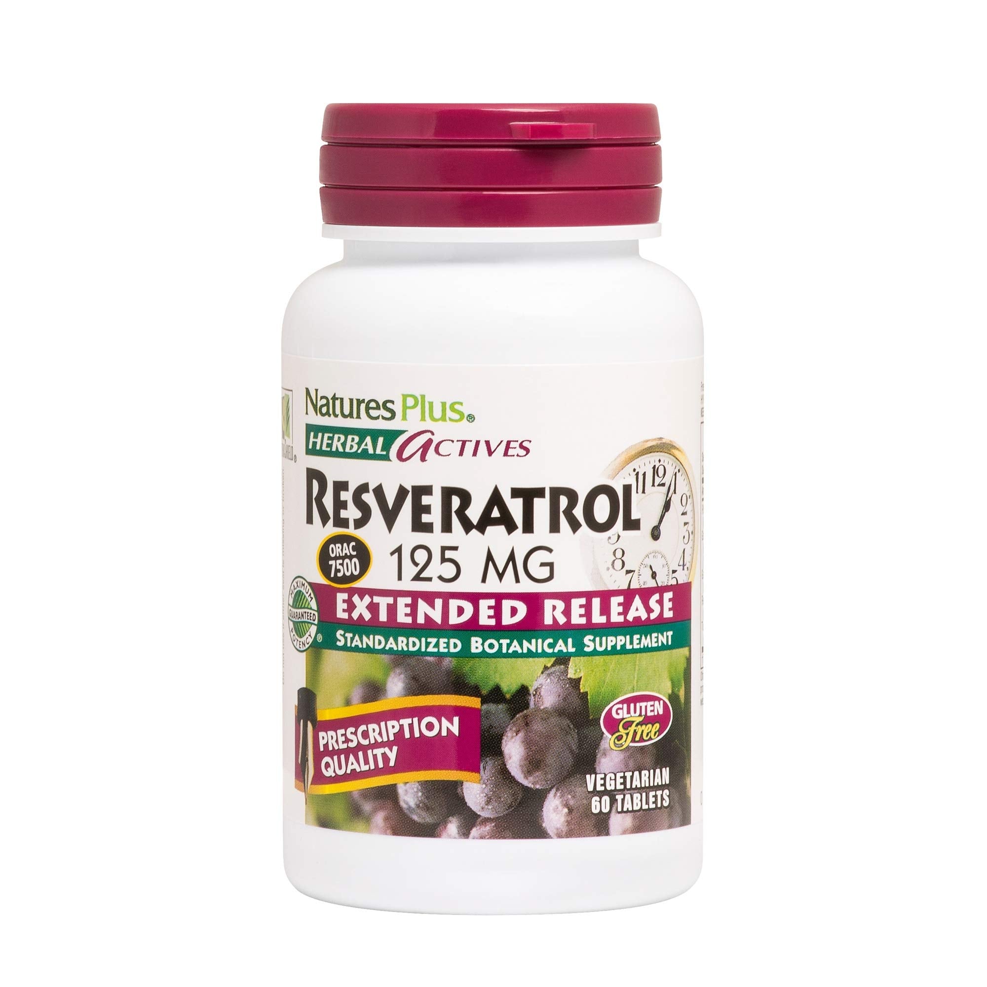 NaturesPlus Herbal Actives Resveratrol, comprimés, libération prolongée soutiennent la vitalité au quotidien.