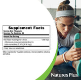 Étiquette produit NaturesPlus Herbal Actives riz rouge levure, informations lisibles.