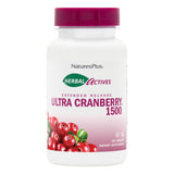Bouteille NaturesPlus Herbal Actives Ultra Cranberry 1500 prête à soutenir potentiellement les voies urinaires.