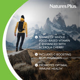 NaturesPlus Immune Vitamin C Citrus : gros plan sur les bioflavonoïdes pour un soutien naturel.