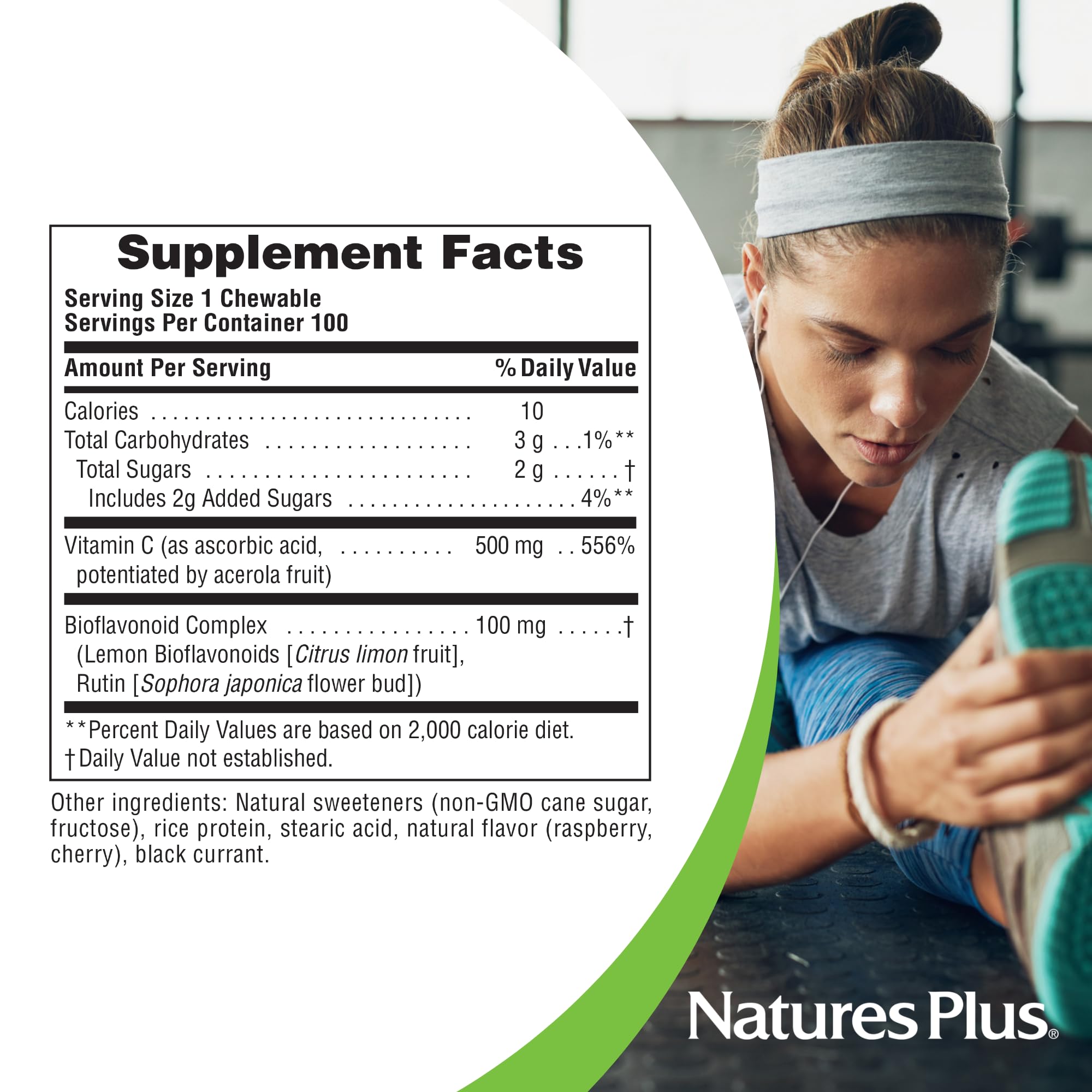 NaturesPlus Immune Vitamin C Citrus : étiquette sans allergènes, choix sûr pour les intolérants.