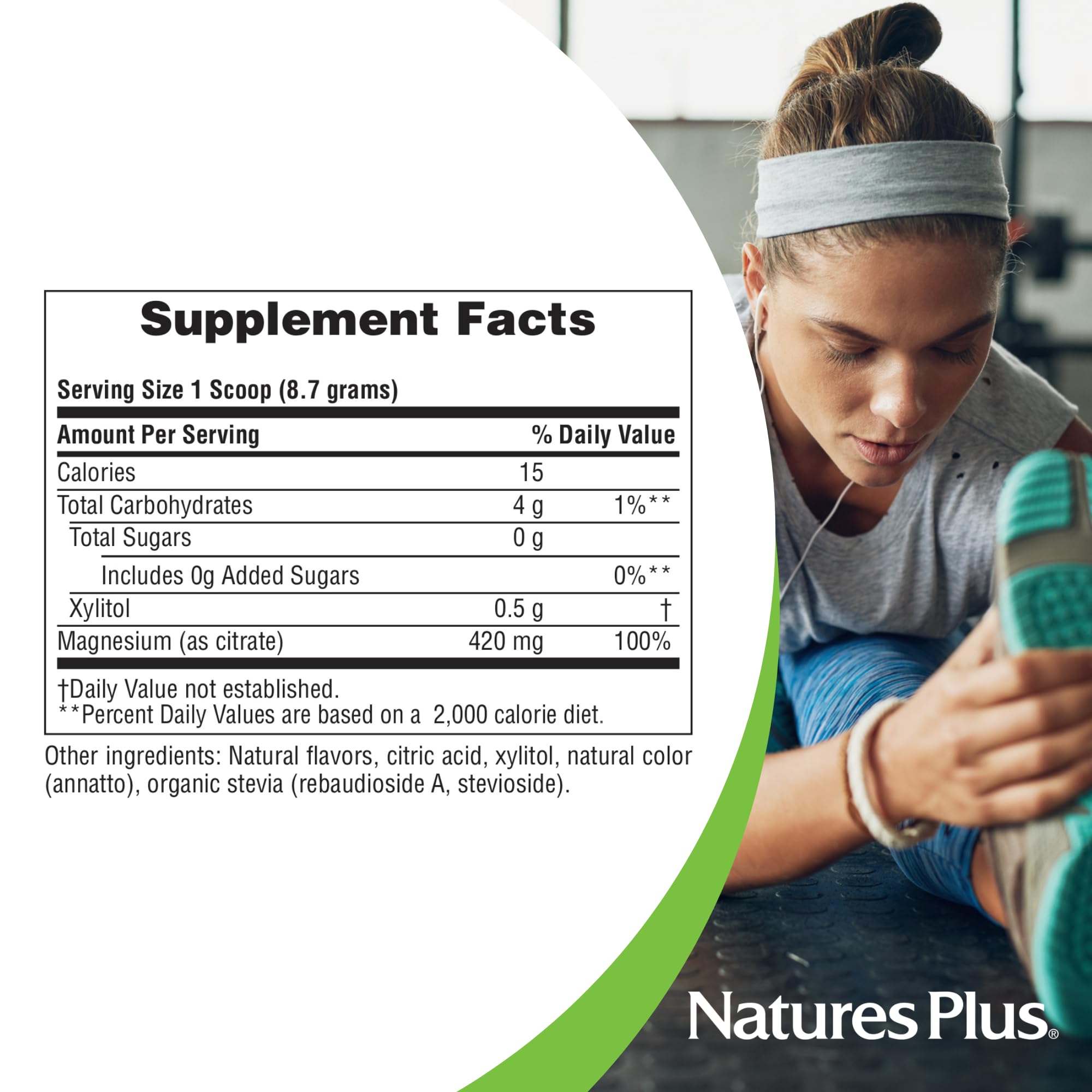 NaturesPlus KalmAssure étiquette nutritionnelle, sans OGM et sans gluten.