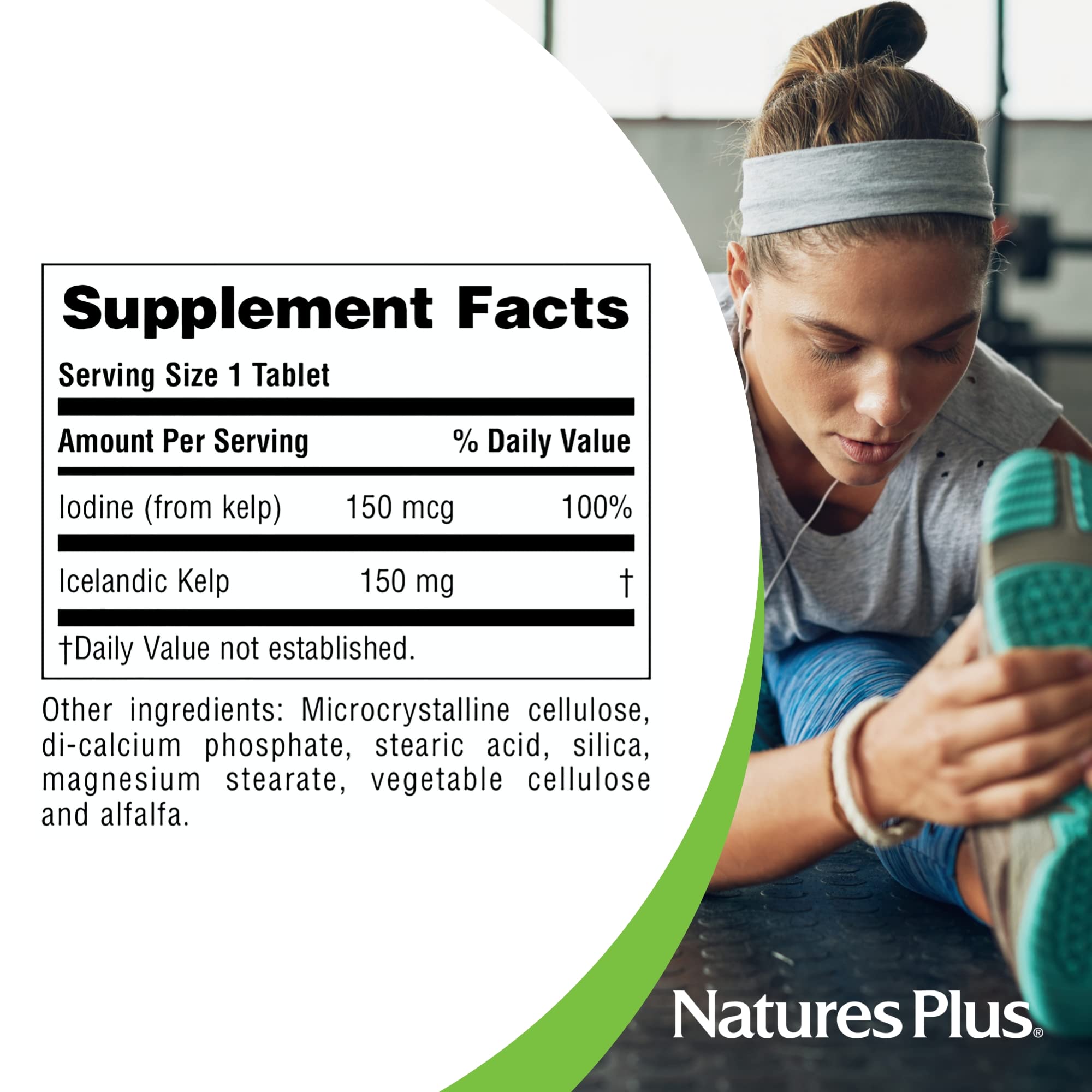 NaturesPlus Kelp tablettes compactes idéales pour les voyages.