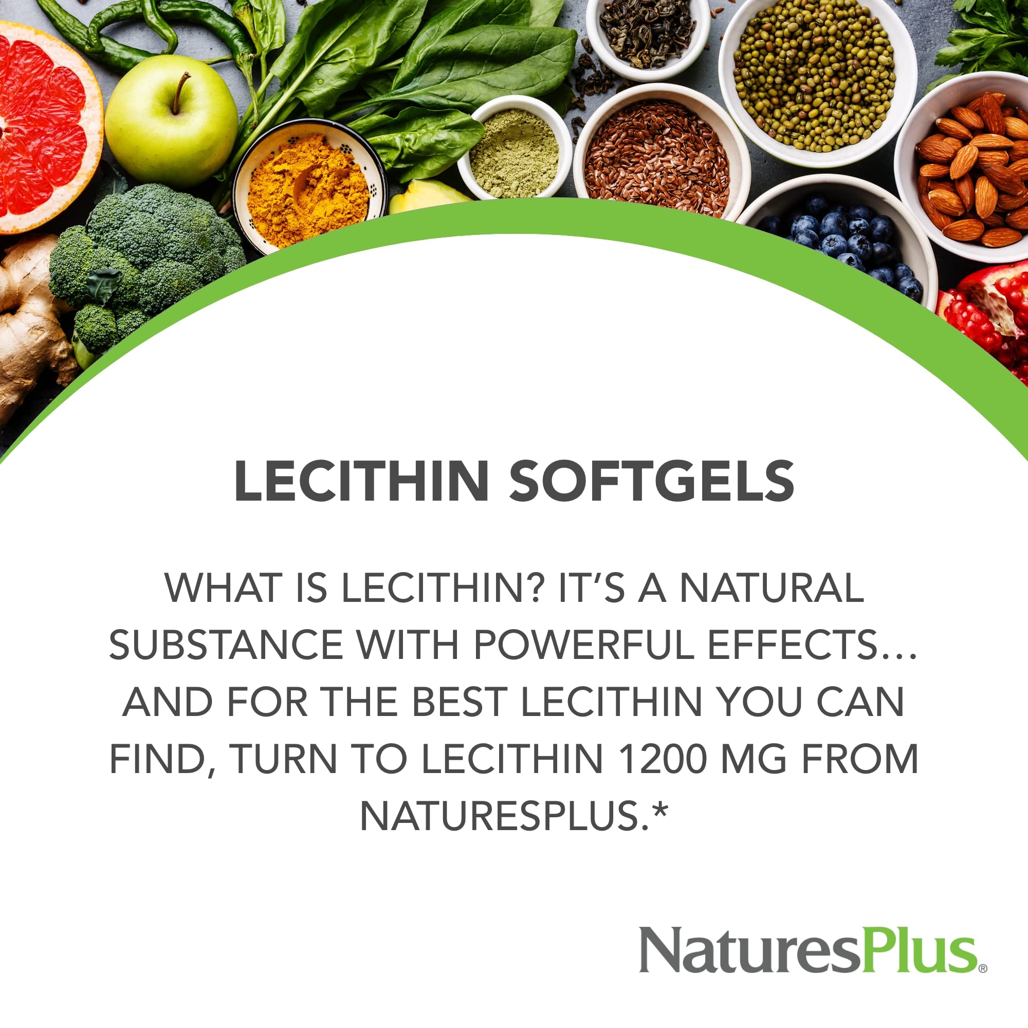 Étiquette NaturesPlus Lecithine sans gluten et ingrédients clés.