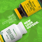 Capsules NaturesPlus Lécithine d'œuf, gros plan sur les capsules pratiques.
