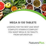 NaturesPlus Mega B-150 Complex étiquette sans levure et sans gluten.