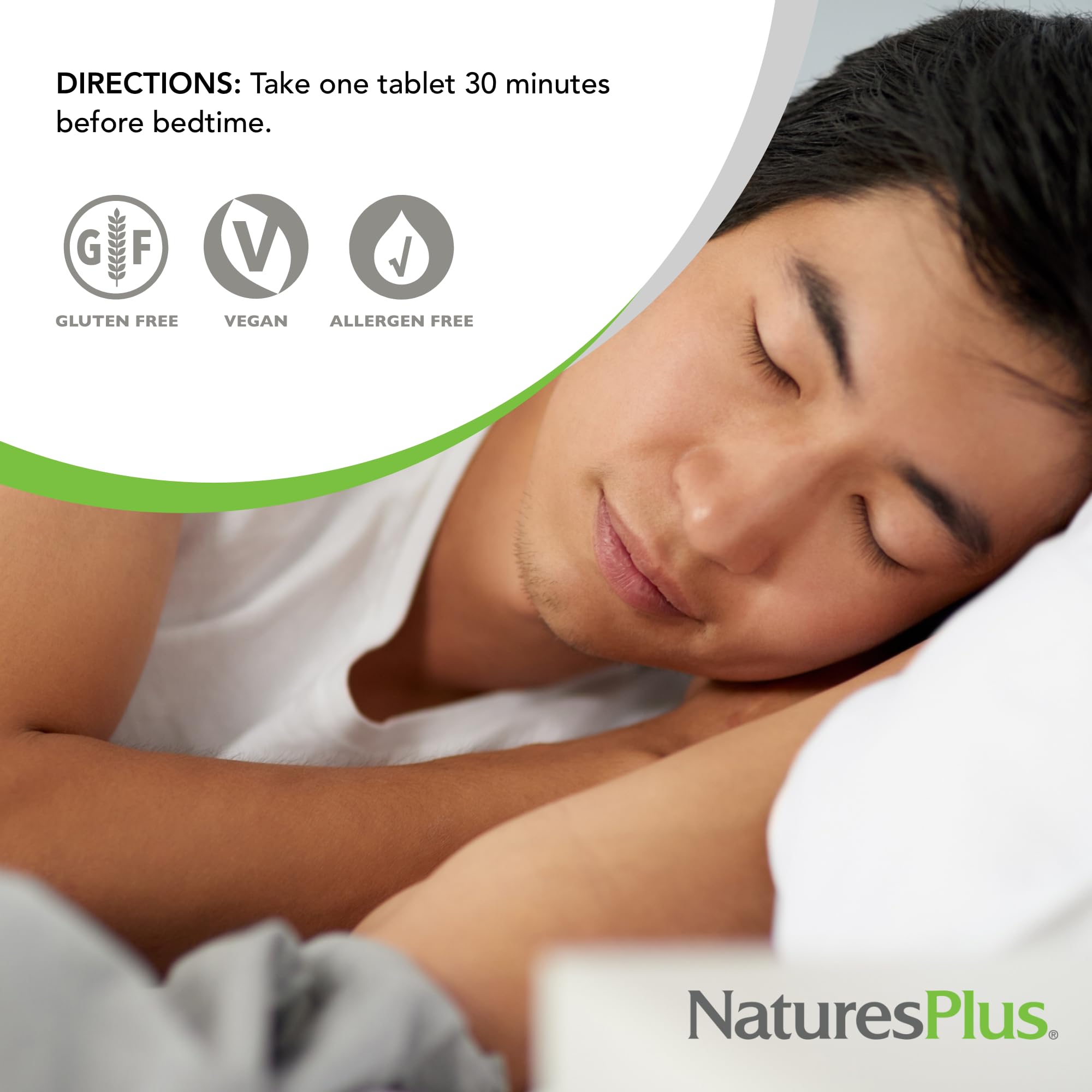 Étiquette lisible sur NaturesPlus Mélatonine 1 mg, soutien potentiel au repos.