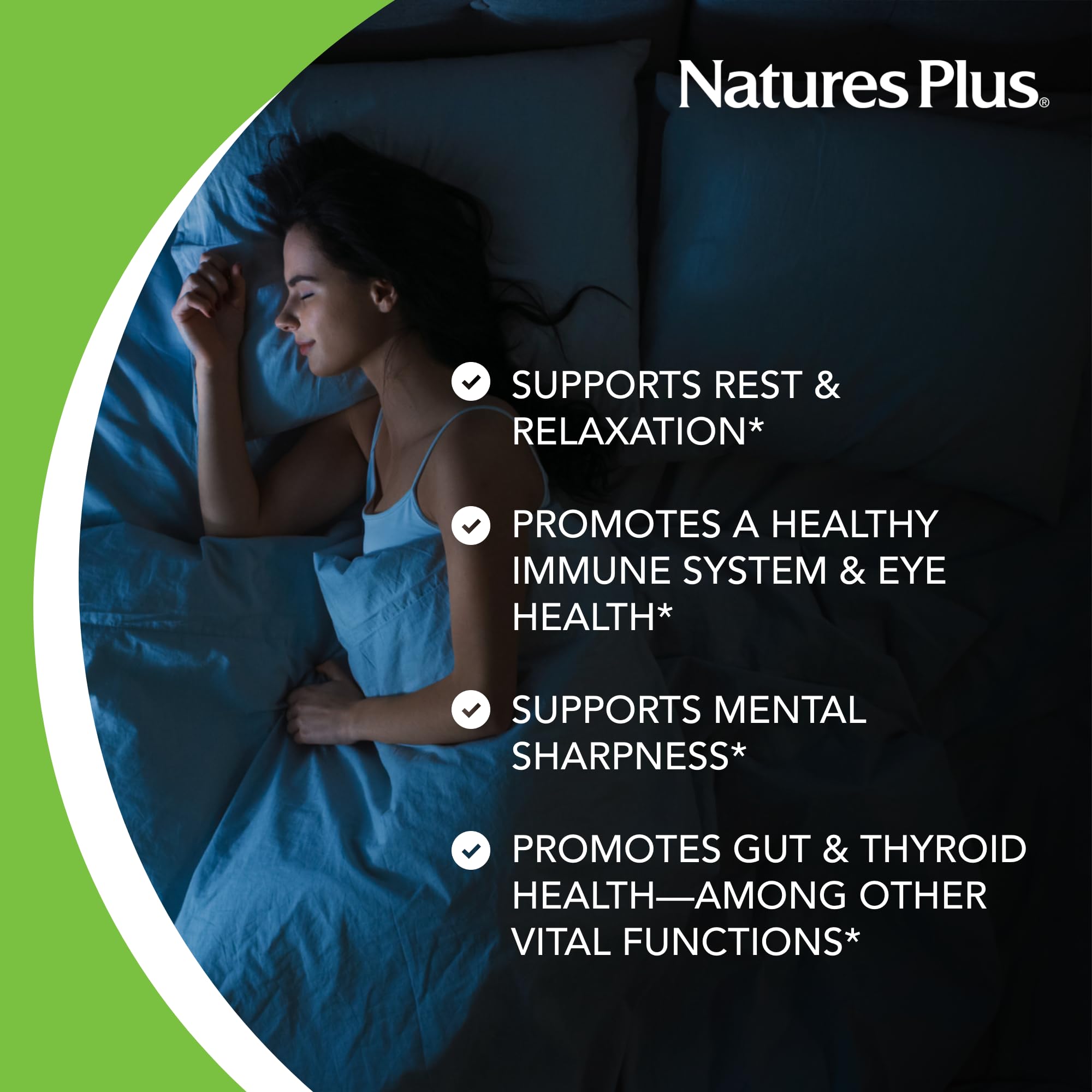 NaturesPlus Mélatonine 20 mg: étiquette claire et informative.