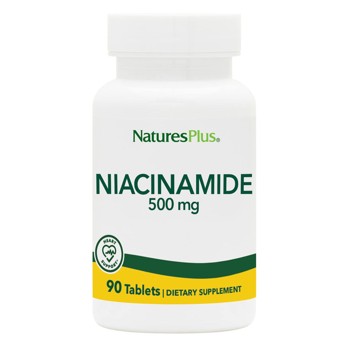 NaturesPlus Niacinamide 500 mg - bouteille, soutien potentiel à l'énergie naturelle et au bien-être.