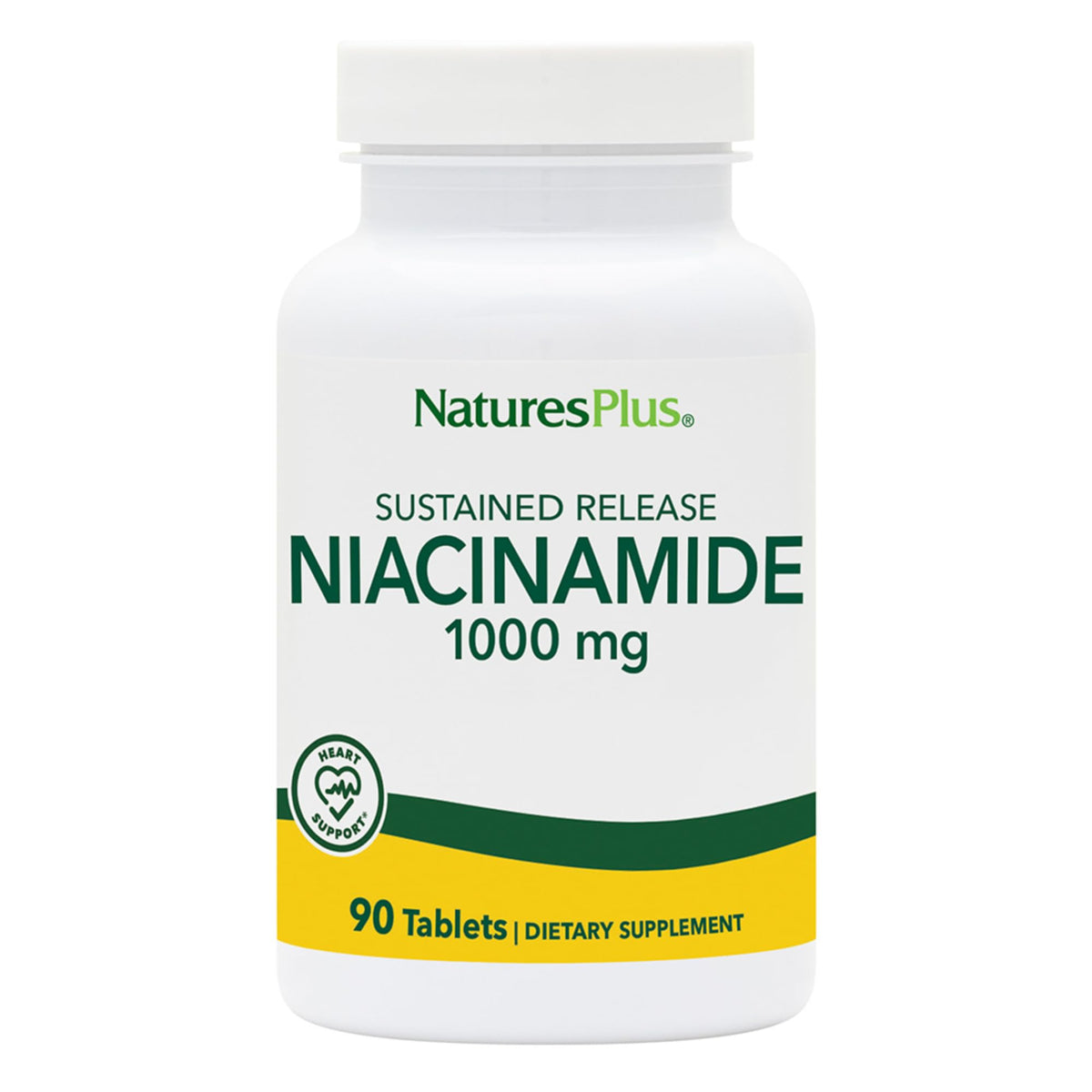 NaturesPlus Niacinamide en bouteille prête à l’emploi, facile à intégrer.