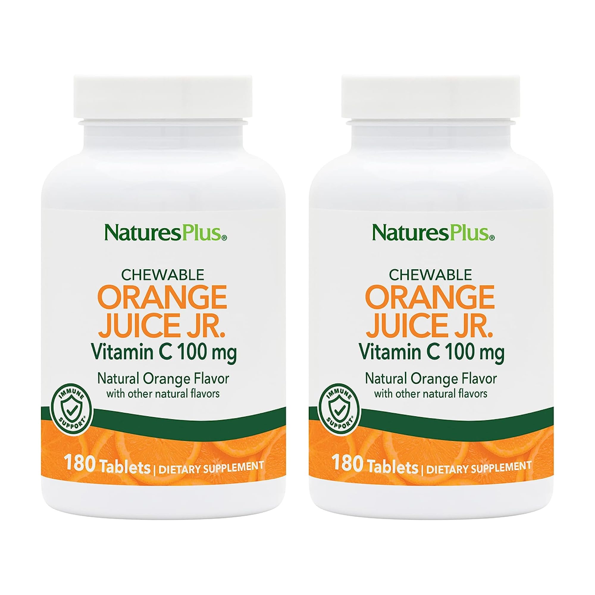 NaturesPlus Orange Juice Jr. : bouteille pack 2, source pratique de vitamine C pour toute la famille.