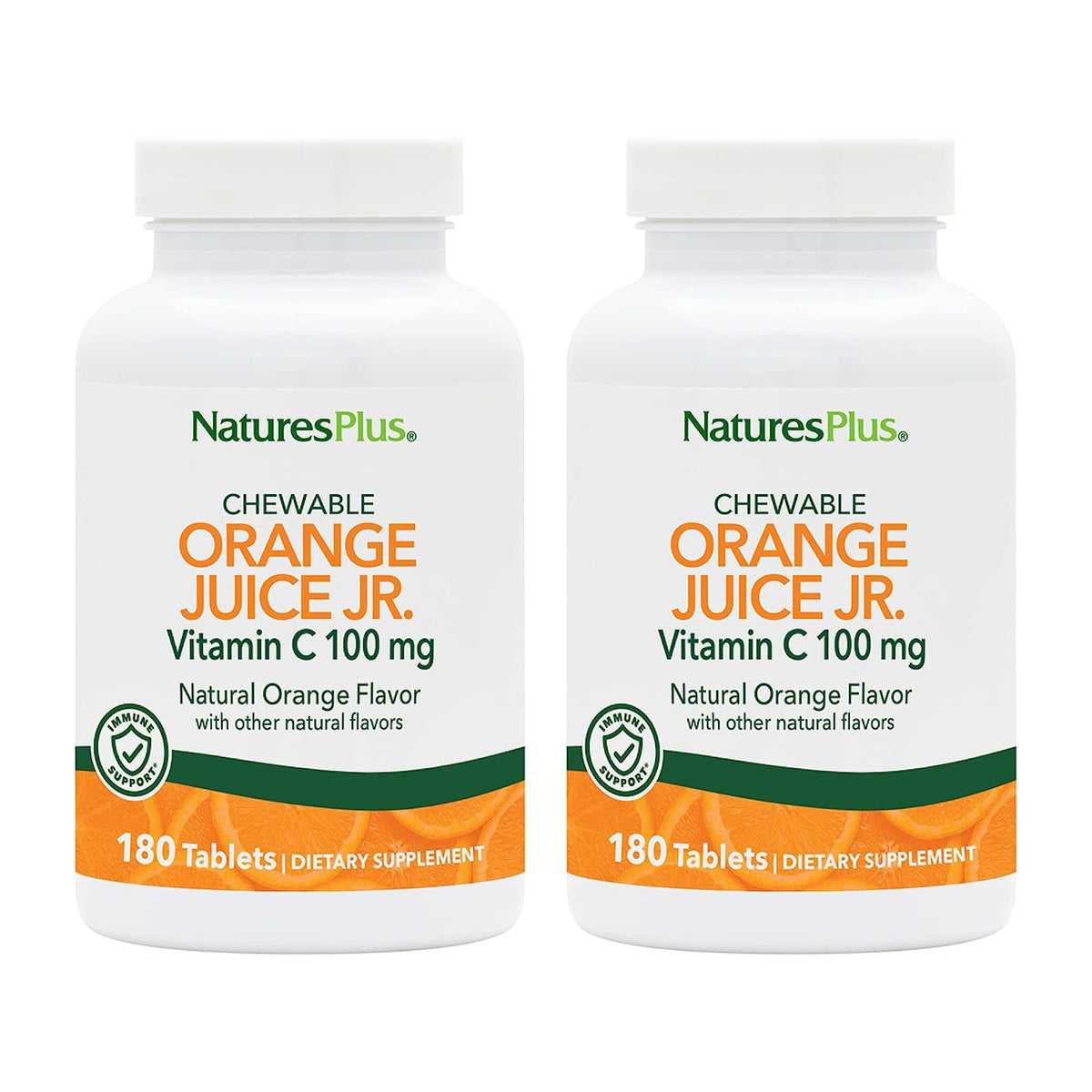 NaturesPlus Orange Juice Jr. : bouteille pack 2, source pratique de vitamine C pour toute la famille.