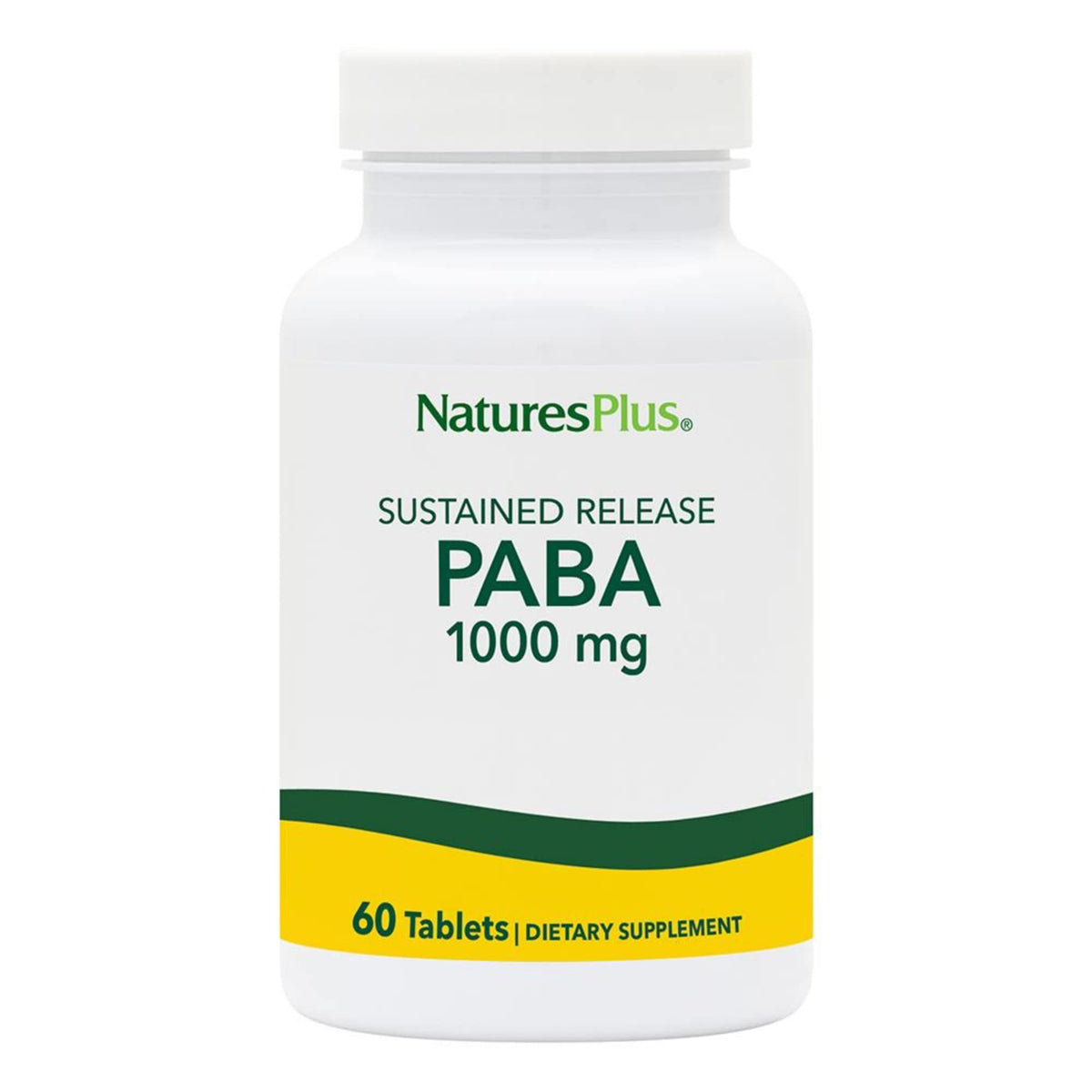 NaturesPlus PABA 1000 mg: comprimés à libération prolongée pour énergie durable.