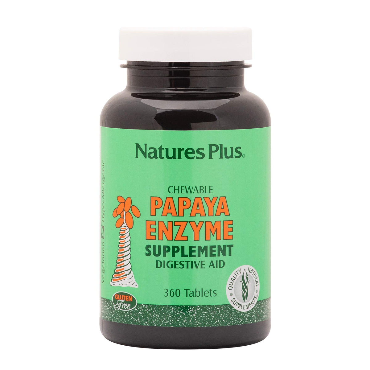 NaturesPlus Papaye Enzyme – tablettes masticables, soutien digestif potentiel après repas.