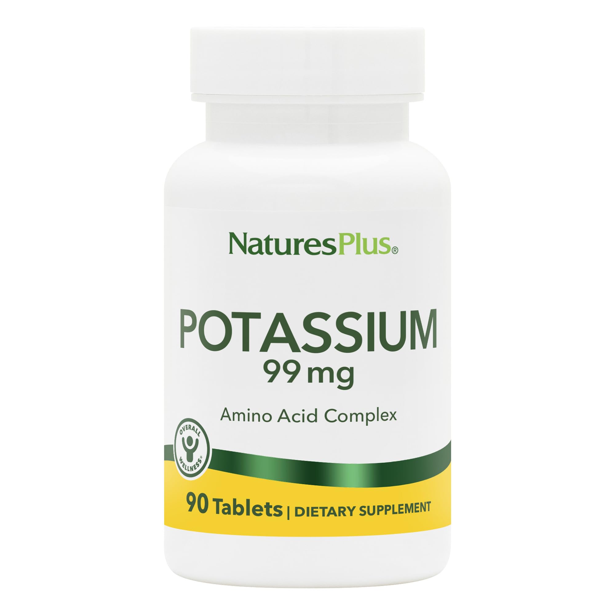 Nature’s Plus Potassium 99 mg, dosage recommandé sur l'étiquette, simplifie la routine.