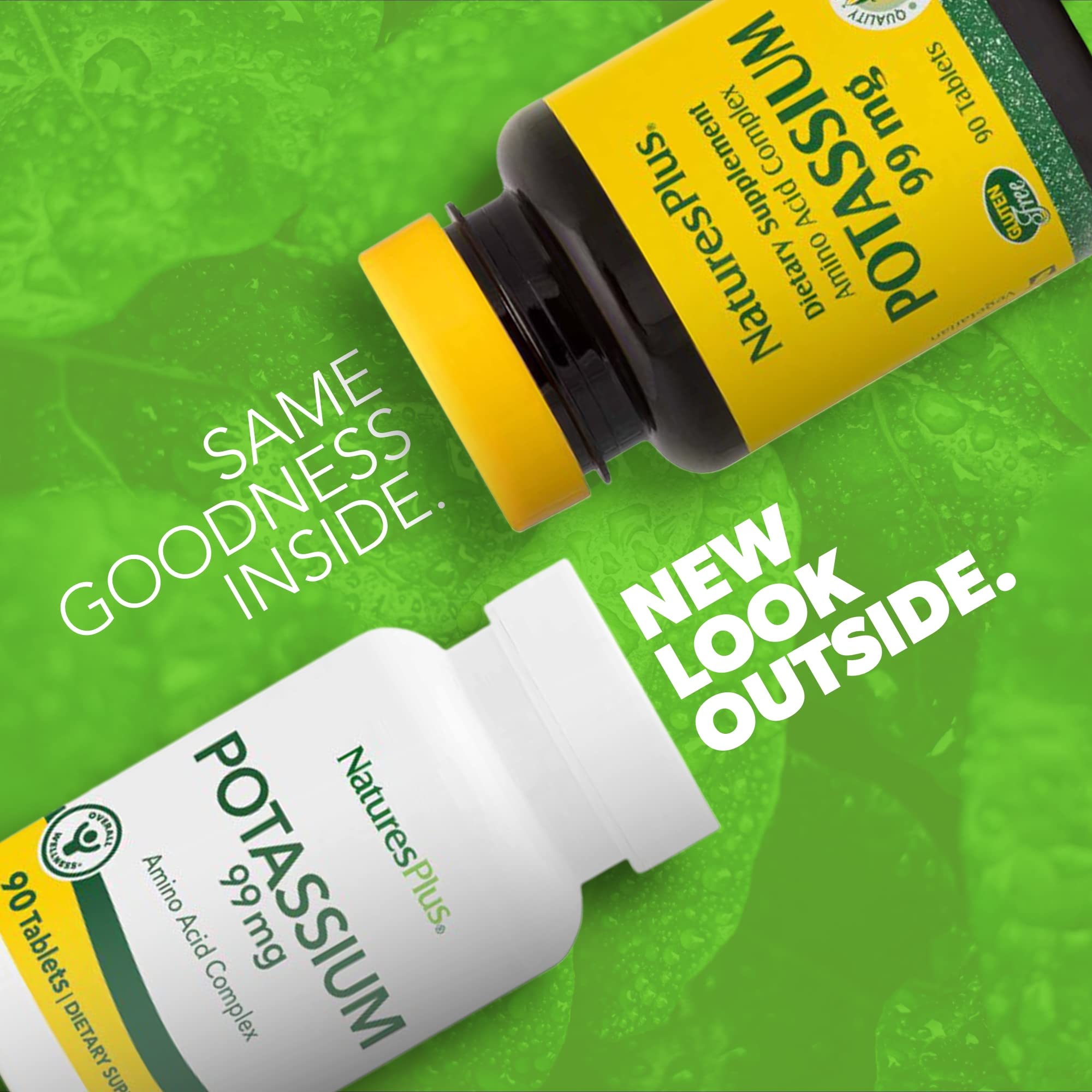 Nature’s Plus Potassium 99 mg, emballage visible, facilité d'intégration quotidienne.