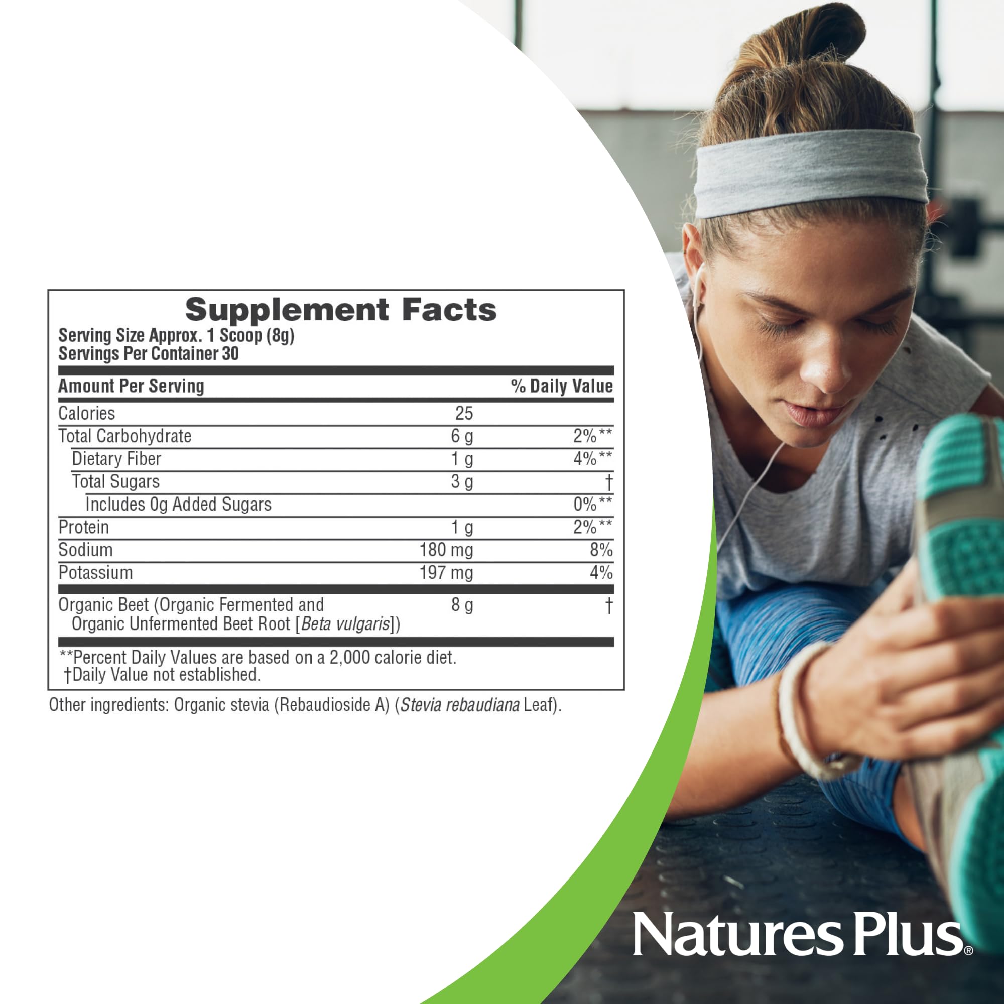 Poudre de betterave organique NaturesPlus, poussée énergétique potentielle sans parfum artificiel