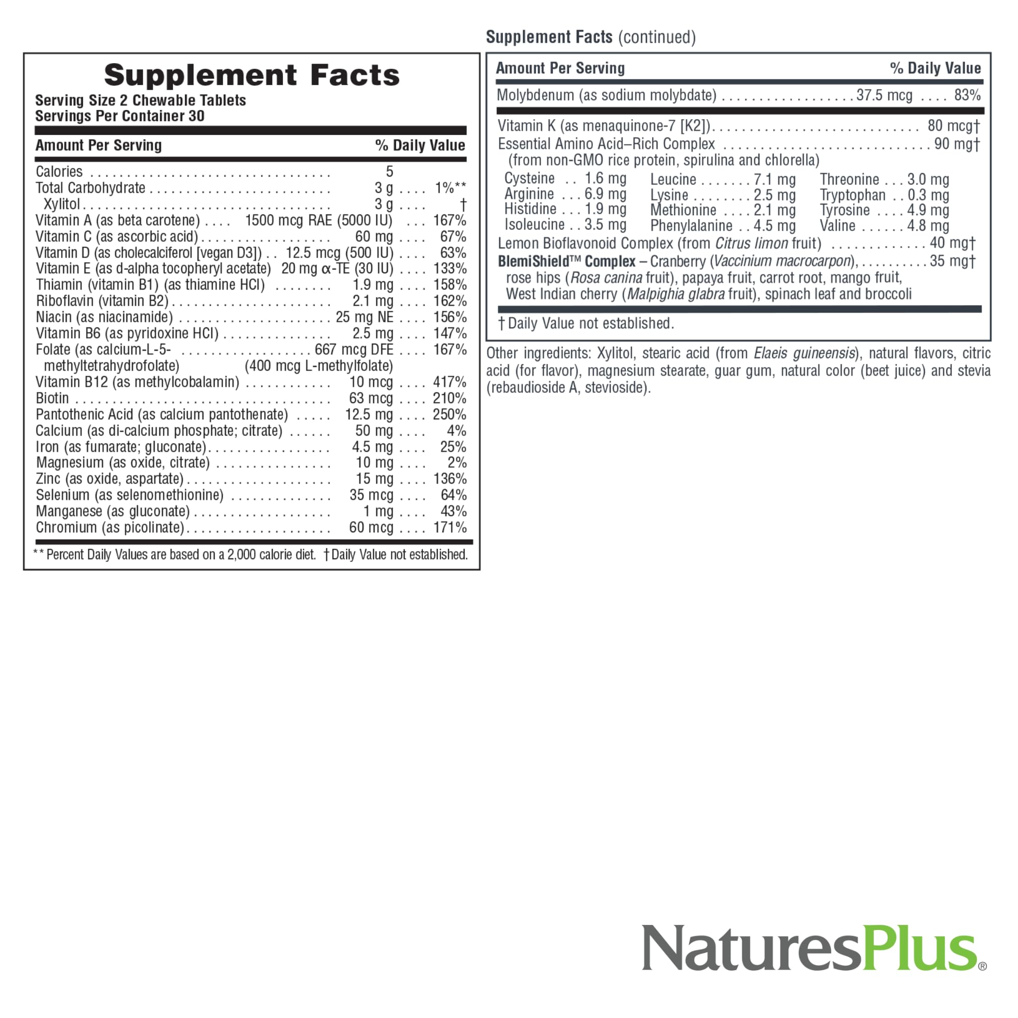 NaturesPlus Power Teen pour lui - ingrédients spiruline et légumes, impression de qualité.