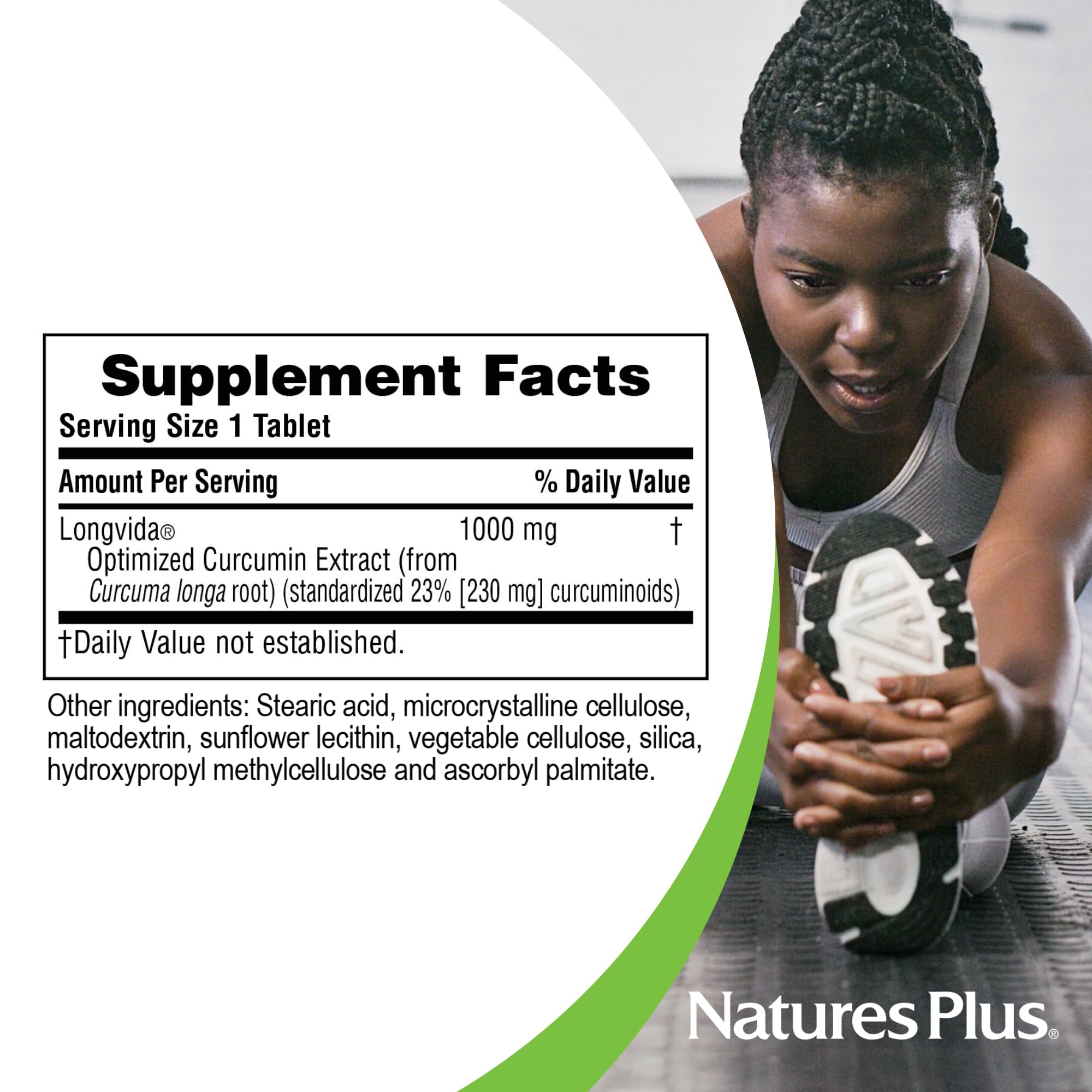 NaturesPlus PRO Longvida Curcumin, bouteille vegan sans gluten, usage quotidien.