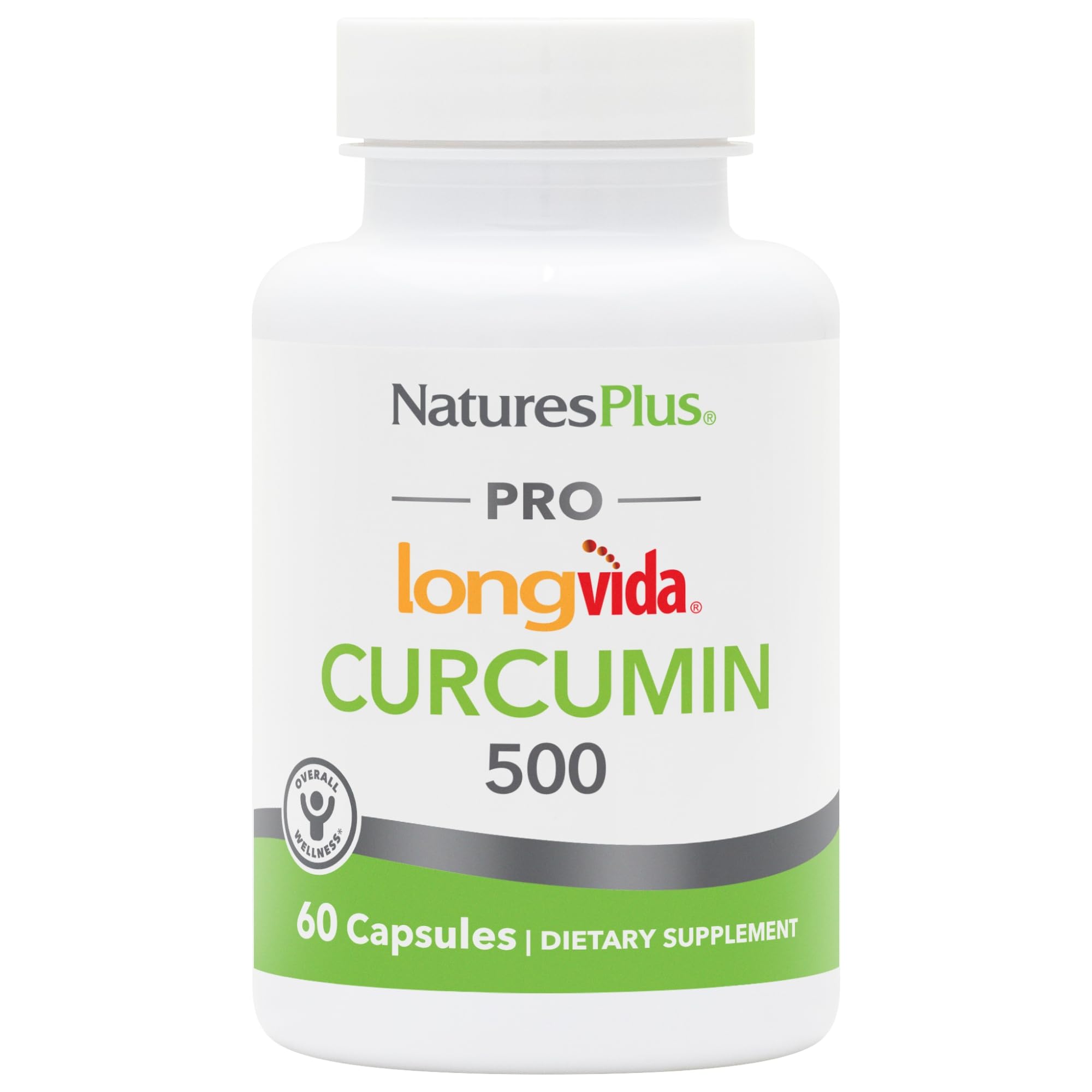 NaturesPlus PRO Longvida Curcumine 500 mg – bouteille et gélules, soutien antioxydant potentiel.