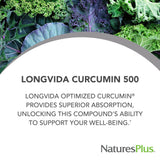 Gélules NaturesPlus PRO Longvida Curcumine 500 mg, faciles à avaler, soutien immunitaire possible.