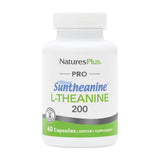 NaturesPlus PRO Suntheanine L-Theanine, bouteille visible, calme et concentration potentielle.