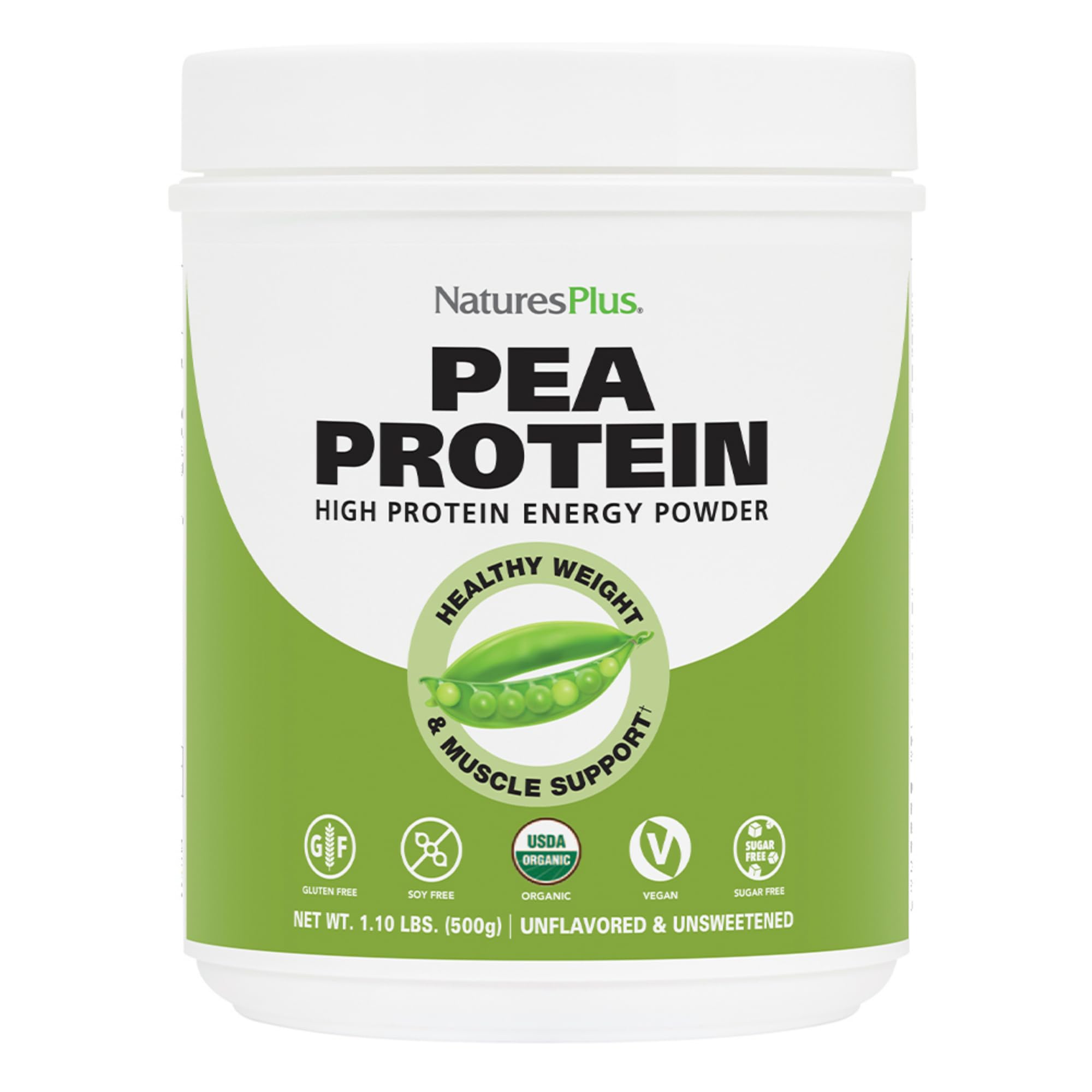 NaturesPlus protéine pois biologique en flacon – énergie quotidienne rapide