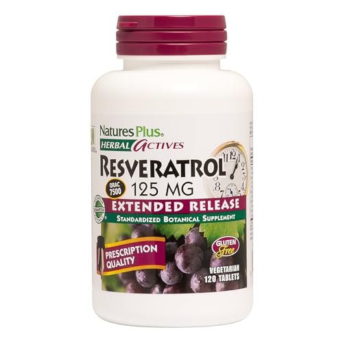 NaturesPlus Resveratrol – bouteille et etiquette, soutien potentiel à la vitalité.