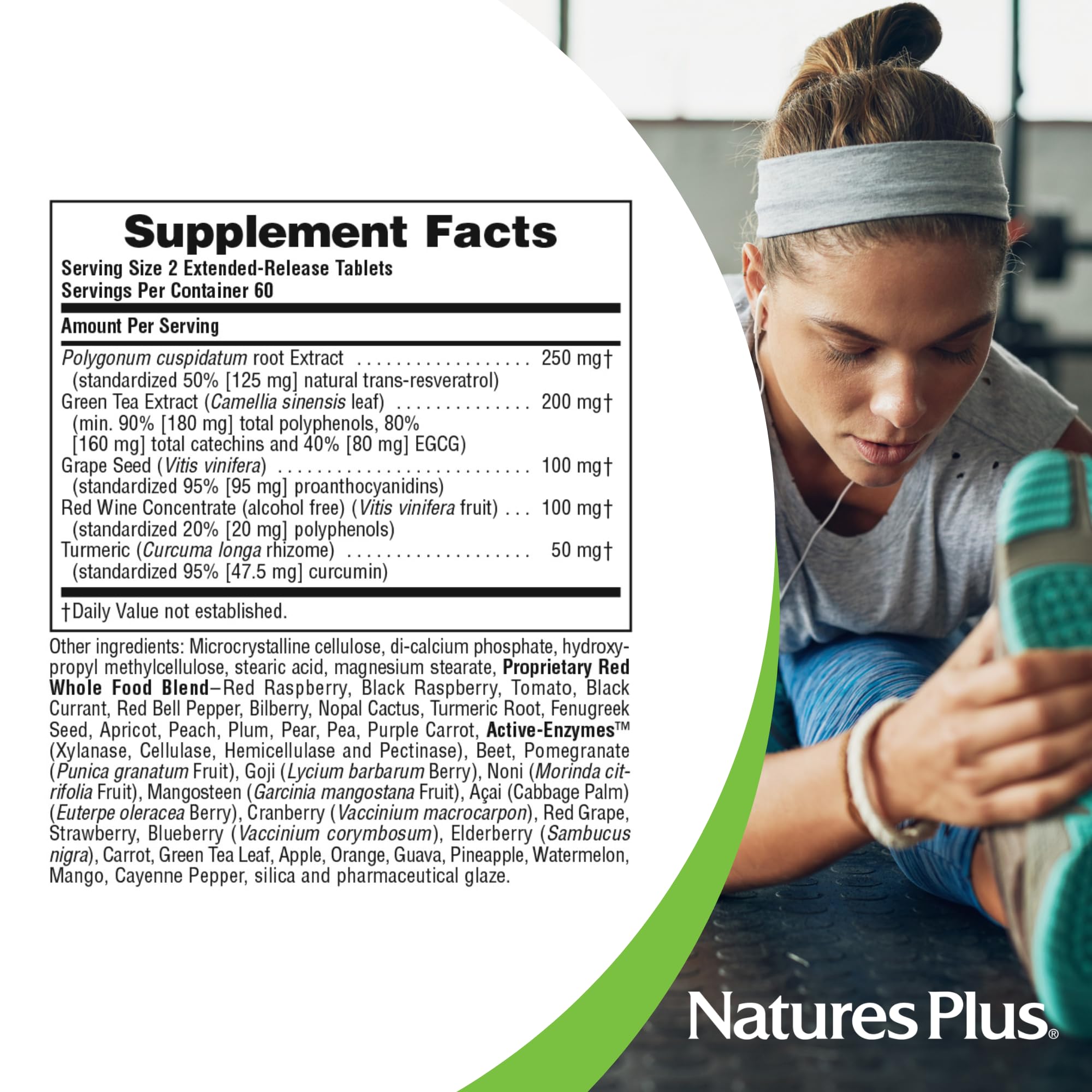 NaturesPlus Resveratrol – emballage soutenable reflétant une fabrication responsable.