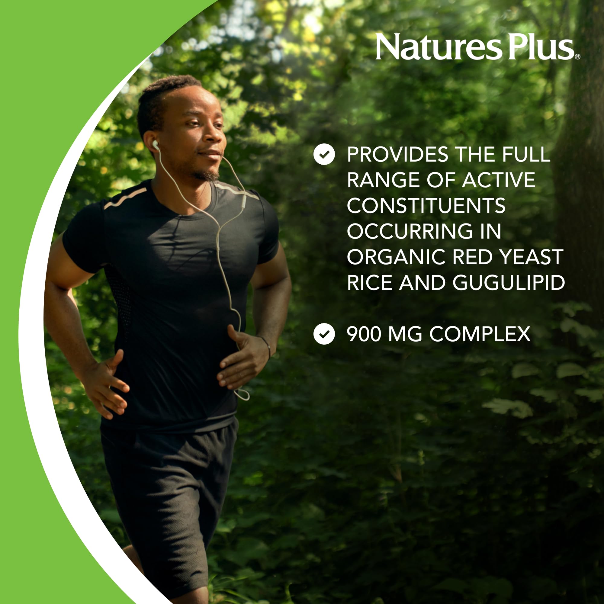NaturesPlus Riz Levure Rouge Gugulipid, etiquette detail, constituants actifs standardisés.