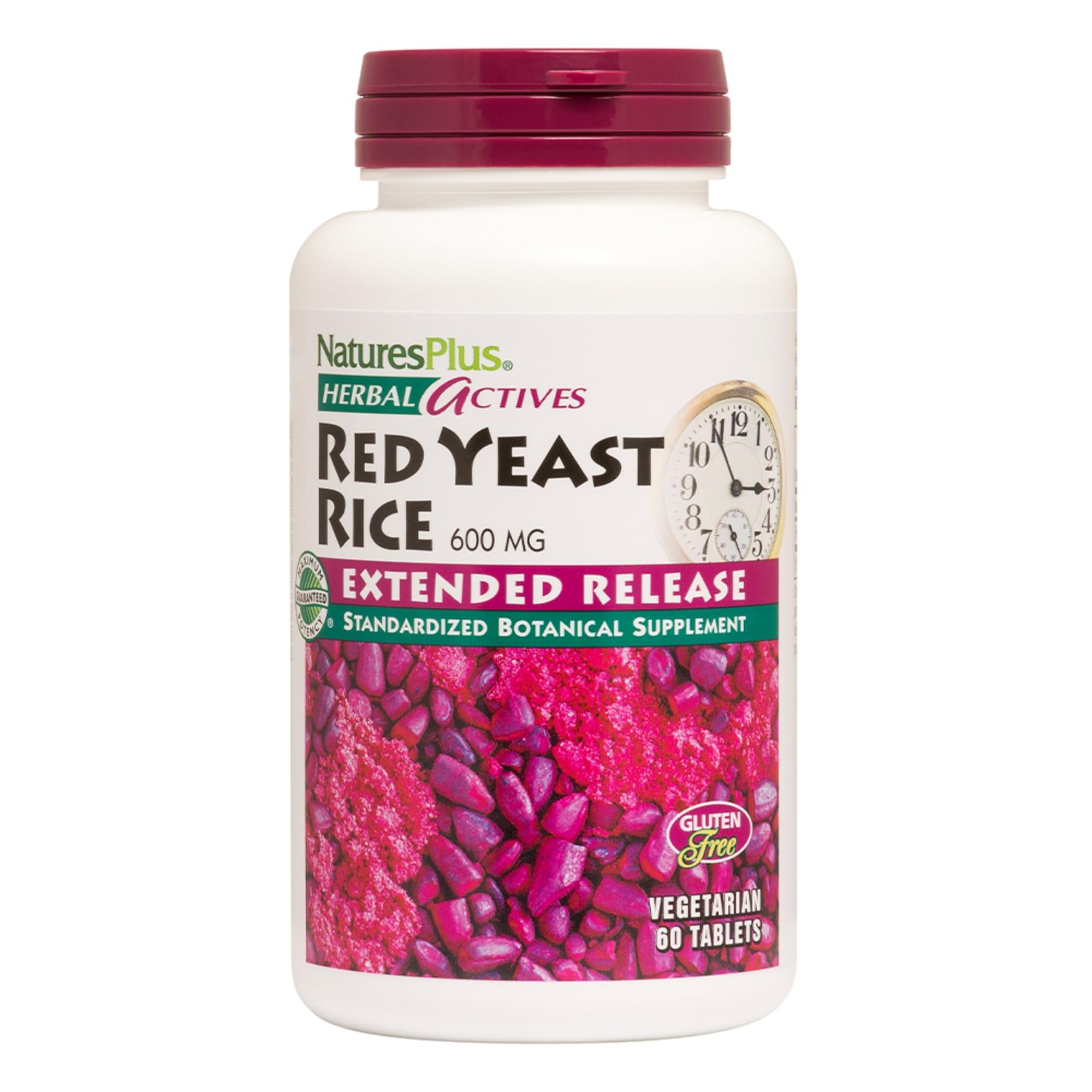 NaturesPlus riz rouge de levure en bouteille, absorption stable.