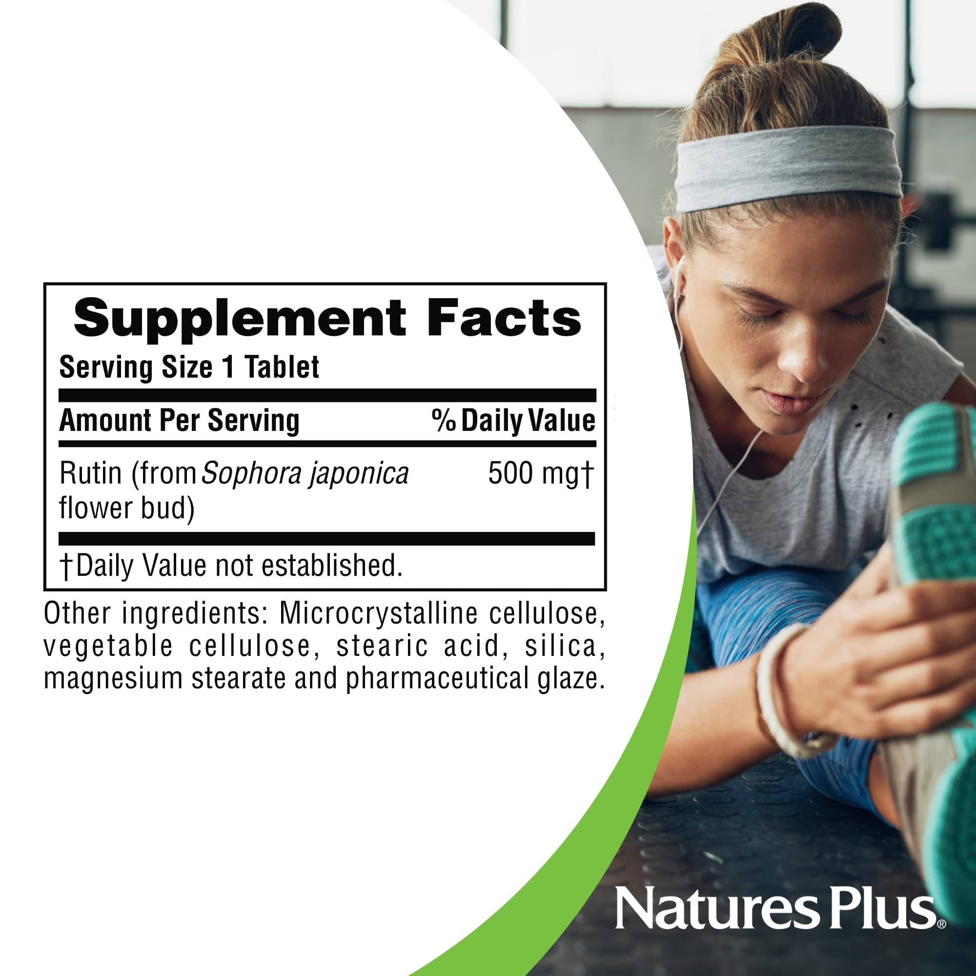 Emballage NaturesPlus Rutin avec mention sans gluten et végétarien.