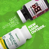 Pastilles NaturesPlus Shot-O-B12 couleur fruits des bois, texture lisse.