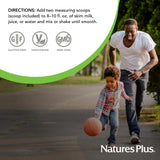 NaturesPlus Source de Vie Énergie Shake, tableau nutrition et valeurs clés visibles.