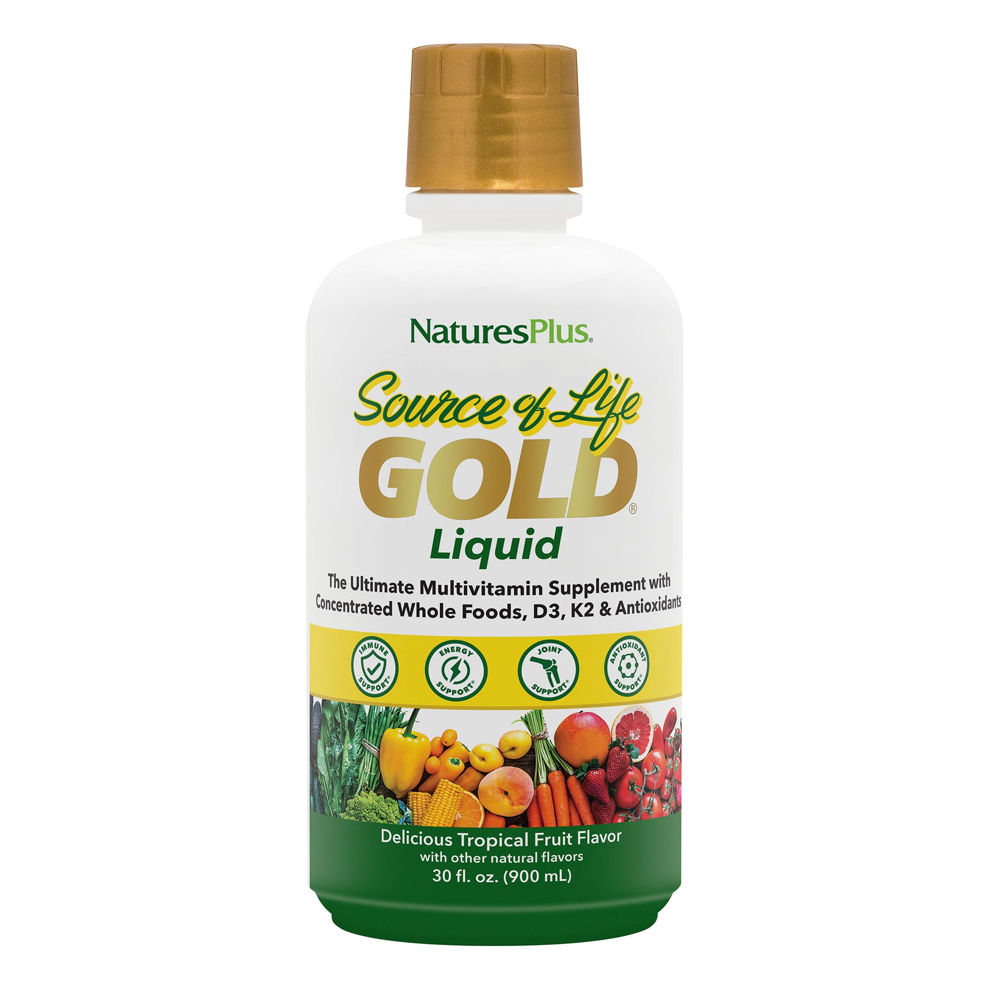 NaturesPlus Source de Vie Gold – bouteille prête pour une énergie quotidienne.