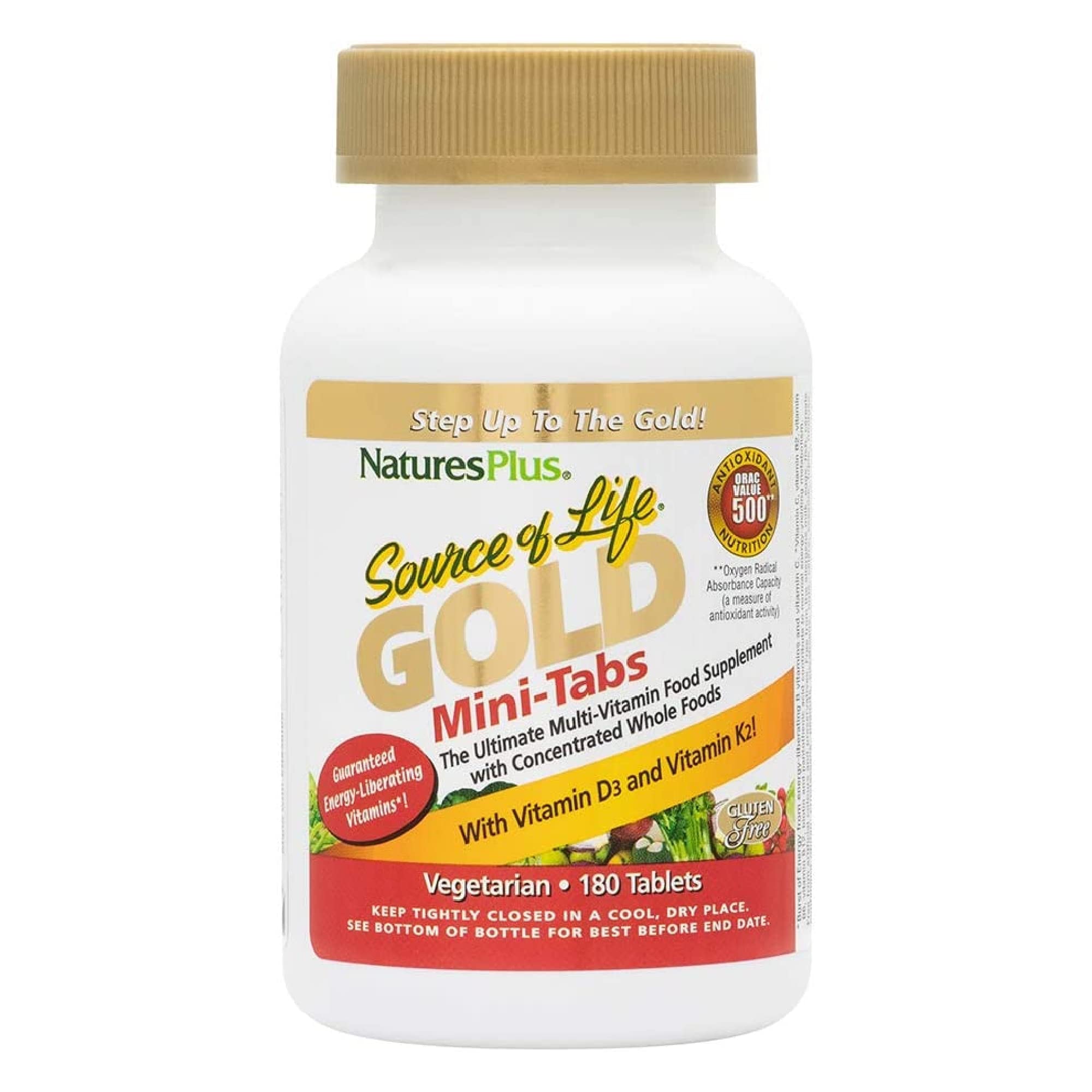 NaturesPlus Source of Life Gold, flacon — soutien énergétique quotidien.