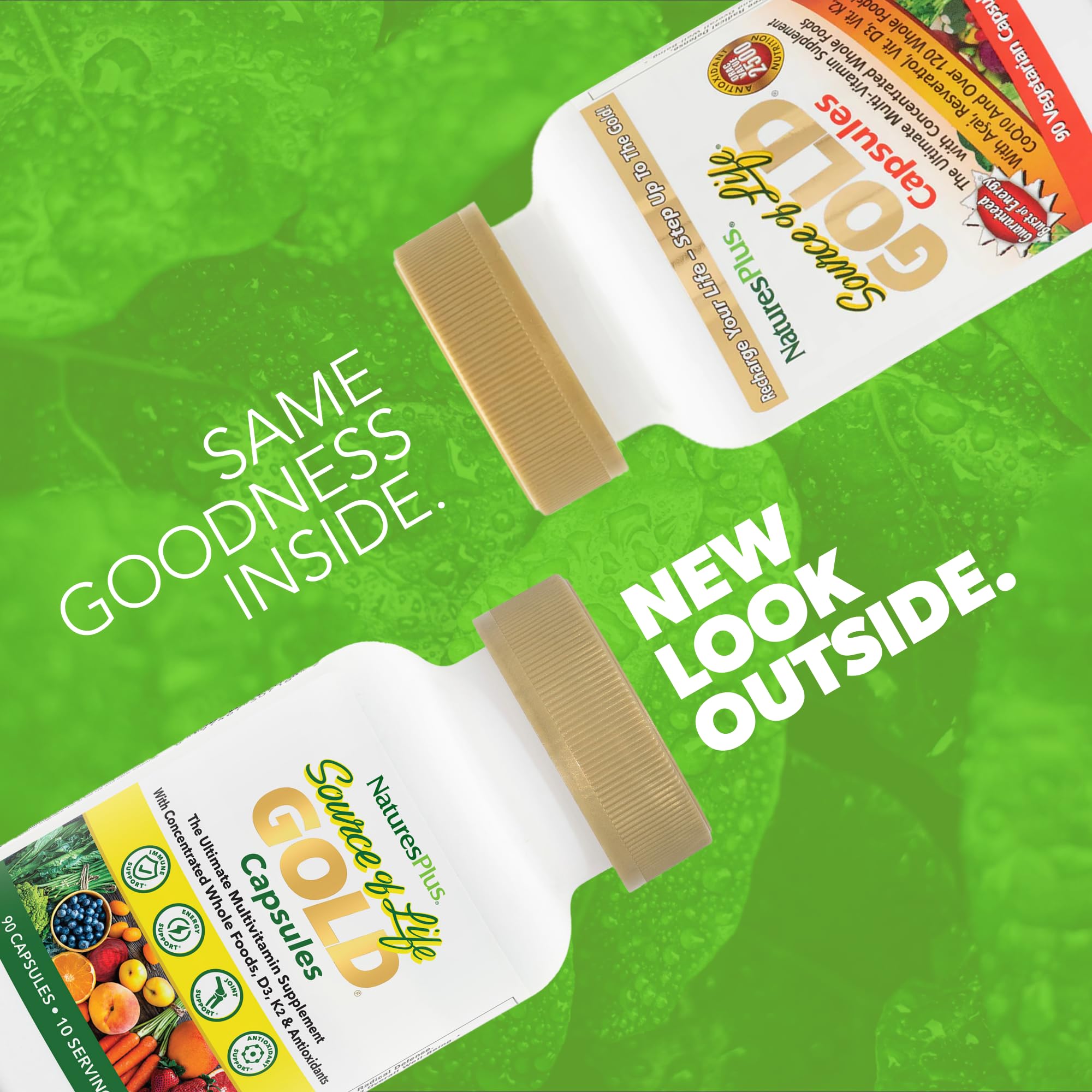 NaturesPlus Source de Vie Gold – gélules végétariennes faciles à prendre.
