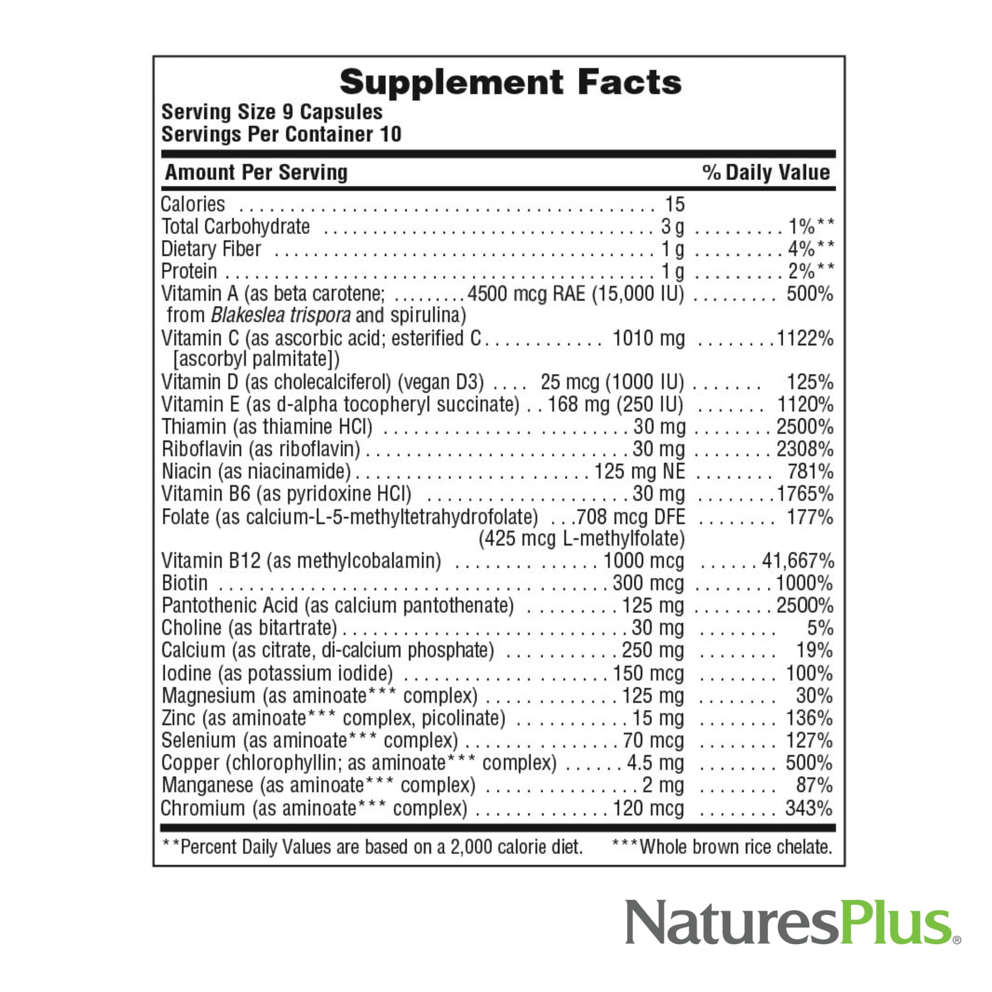 NaturesPlus Source de Vie Gold – produit sans gluten et végétarien.