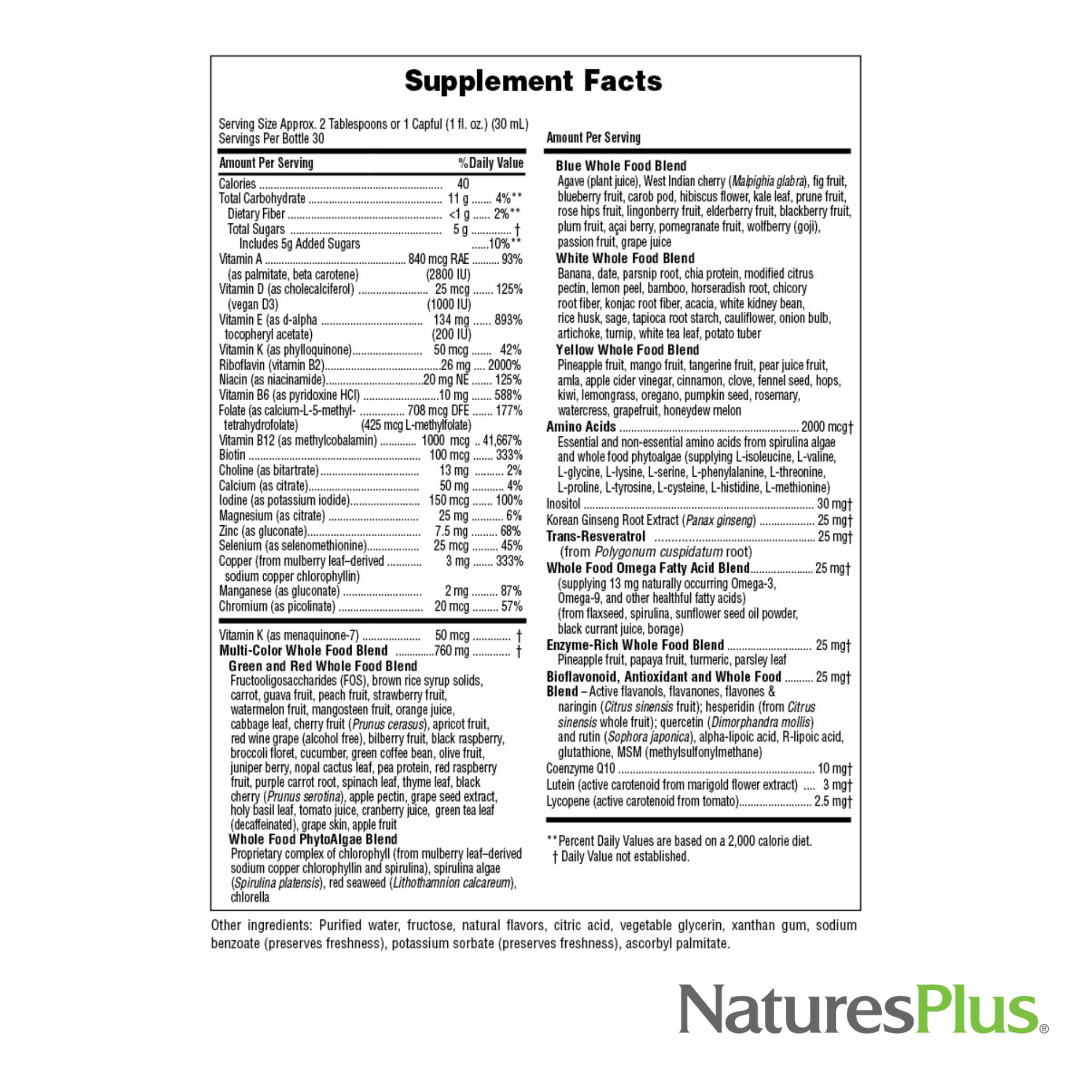 NaturesPlus Source de Vie Gold – verre prêt à boire avec mélange homogène.